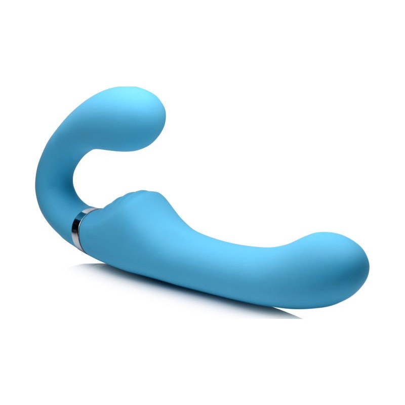 10X MIGHTY RIDER VIBRATING STRAPLESS STRAP-ON - AZUL