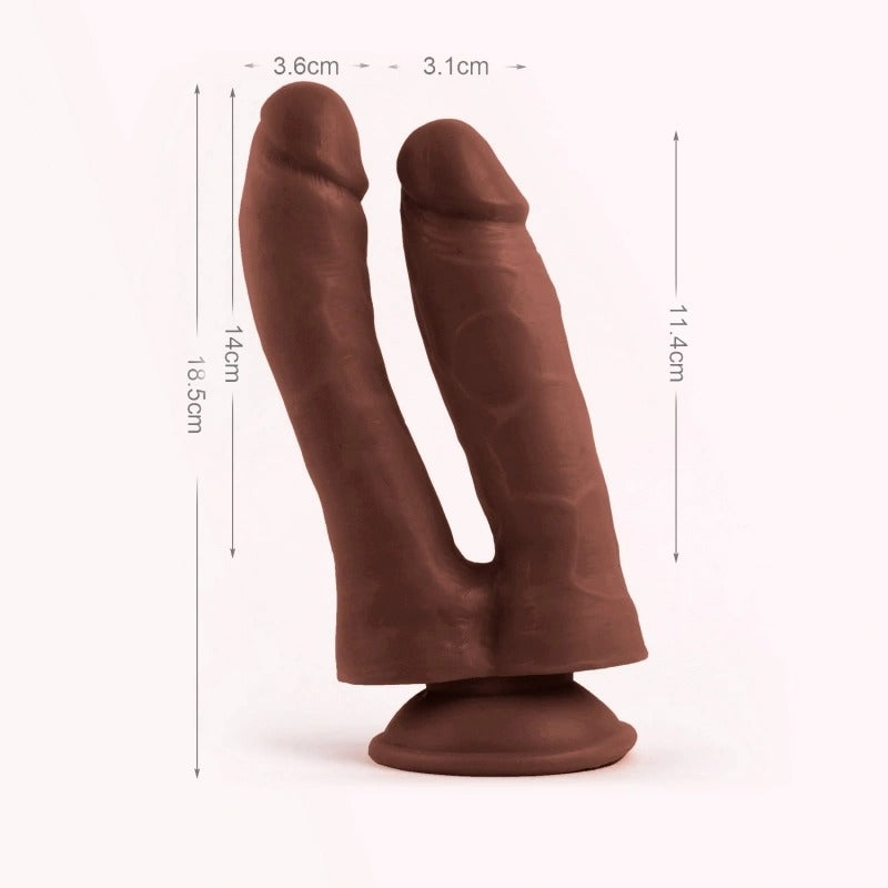 7.3"/18.54 CM. MR. RUDE DOUBLE PENETRATOR - CAFÉ