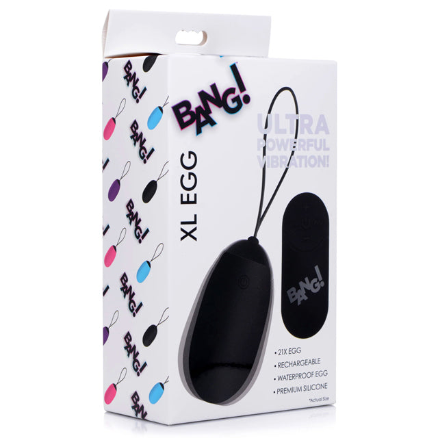 BANG! XL SILICONE VIBRATING EGG - NEGRO
