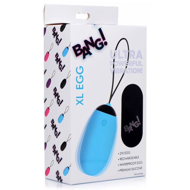 BANG! XL SILICONE VIBRATING EGG - AZUL
