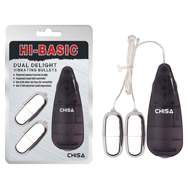 HI-BASIC DUAL DELIGHT VIBRATING BULLETS - NEGRO