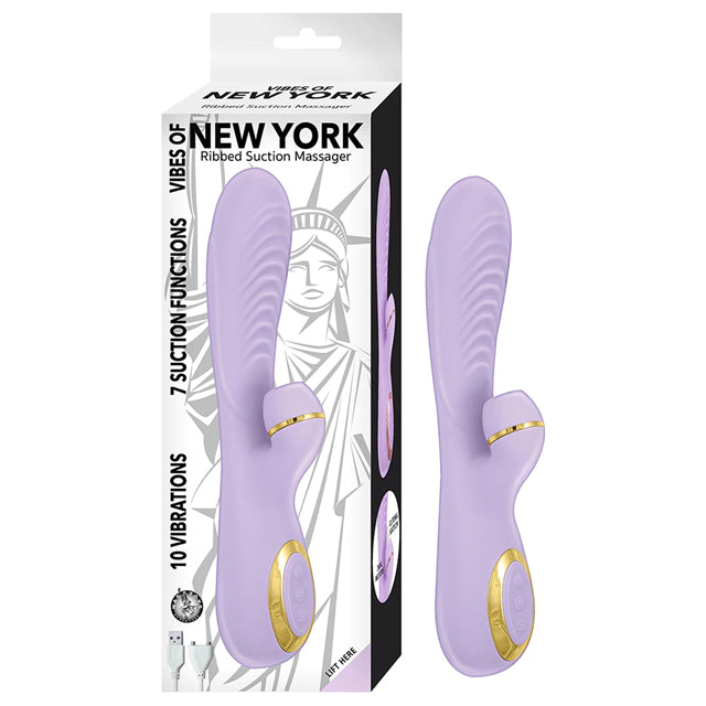 VIBES OF NEW YORK RIBBED SUCTION MASSAGER - MORADO