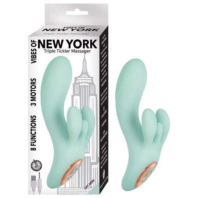 VIBES OF NEW YORK TRIPLE TICKLER MASSAGER - AQUA