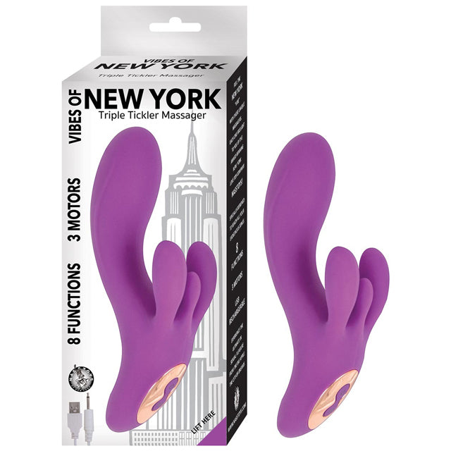 VIBES OF NEW YORK TRIPLE TICKLER MASSAGER - MORADO
