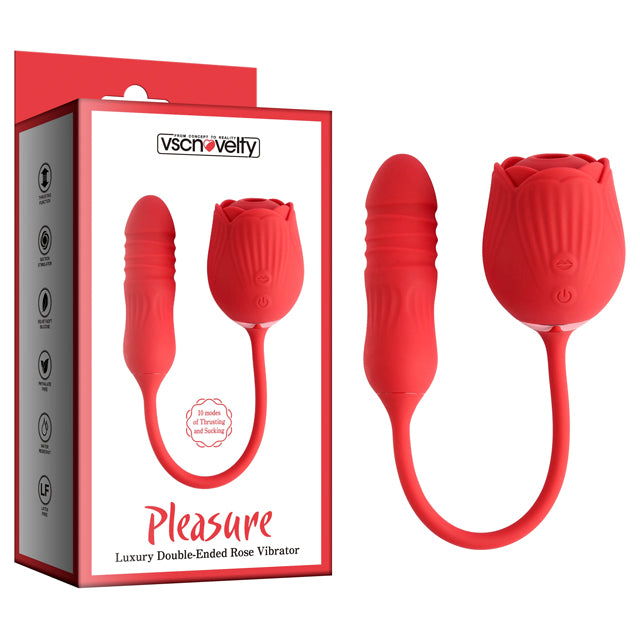 PLEASURE LUXURY DOUBLE-ENDED ROSE VIBRATOR LICKING