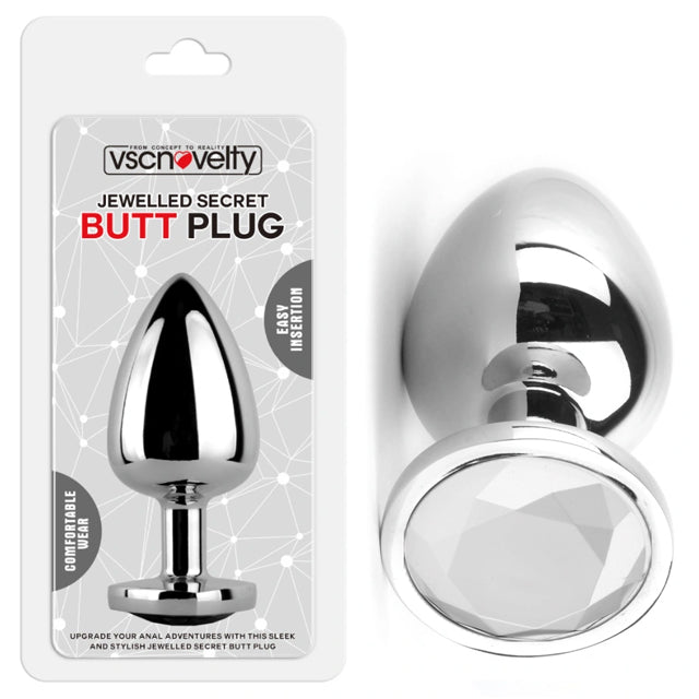 JEWELLED SECRET BUTT PLUG SILVER MEDIANO - AZUL
