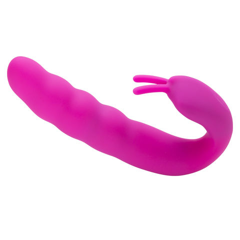 RIBBED DUAL STIMULATOR WITH ROLLING BAL PINK