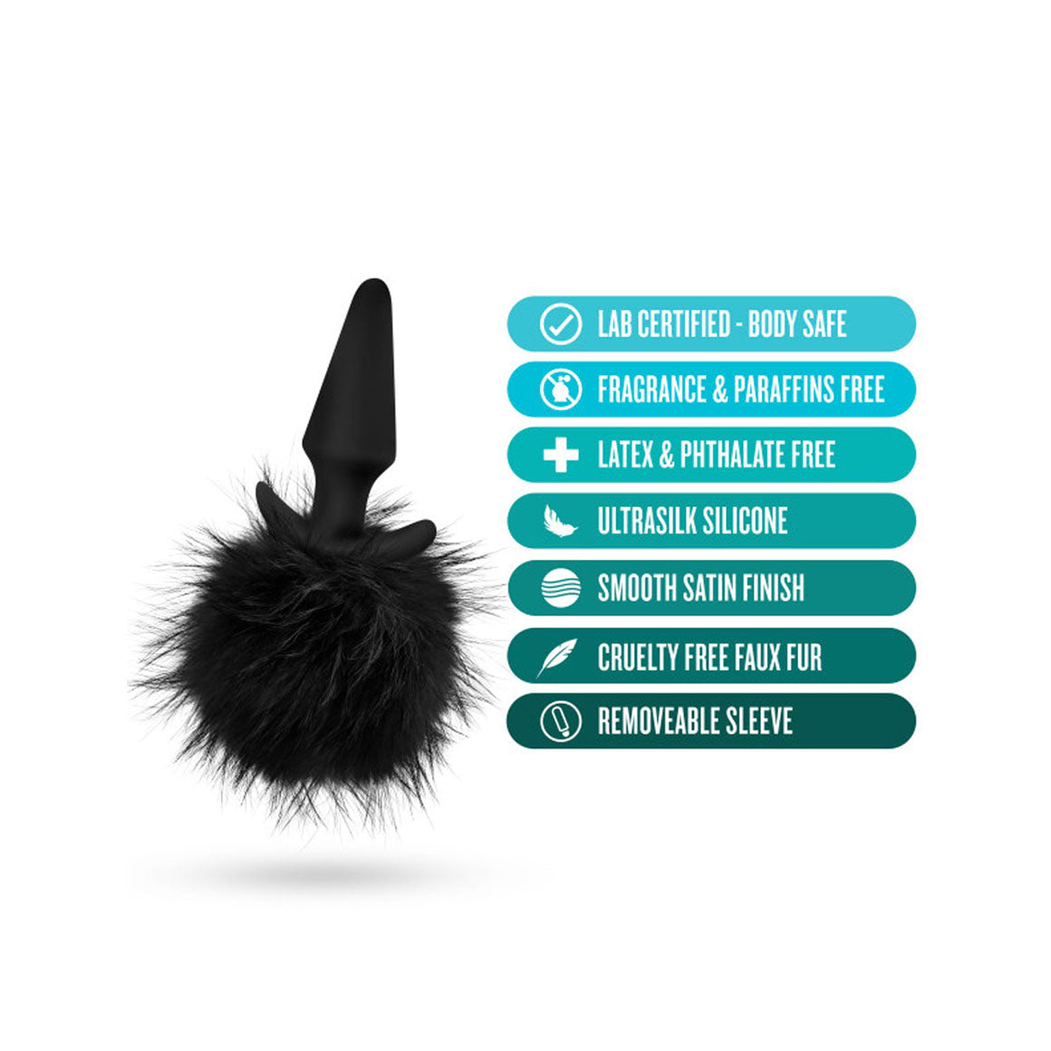 Anal Adventures - Platinum - Rabbit Tail Plug - Black