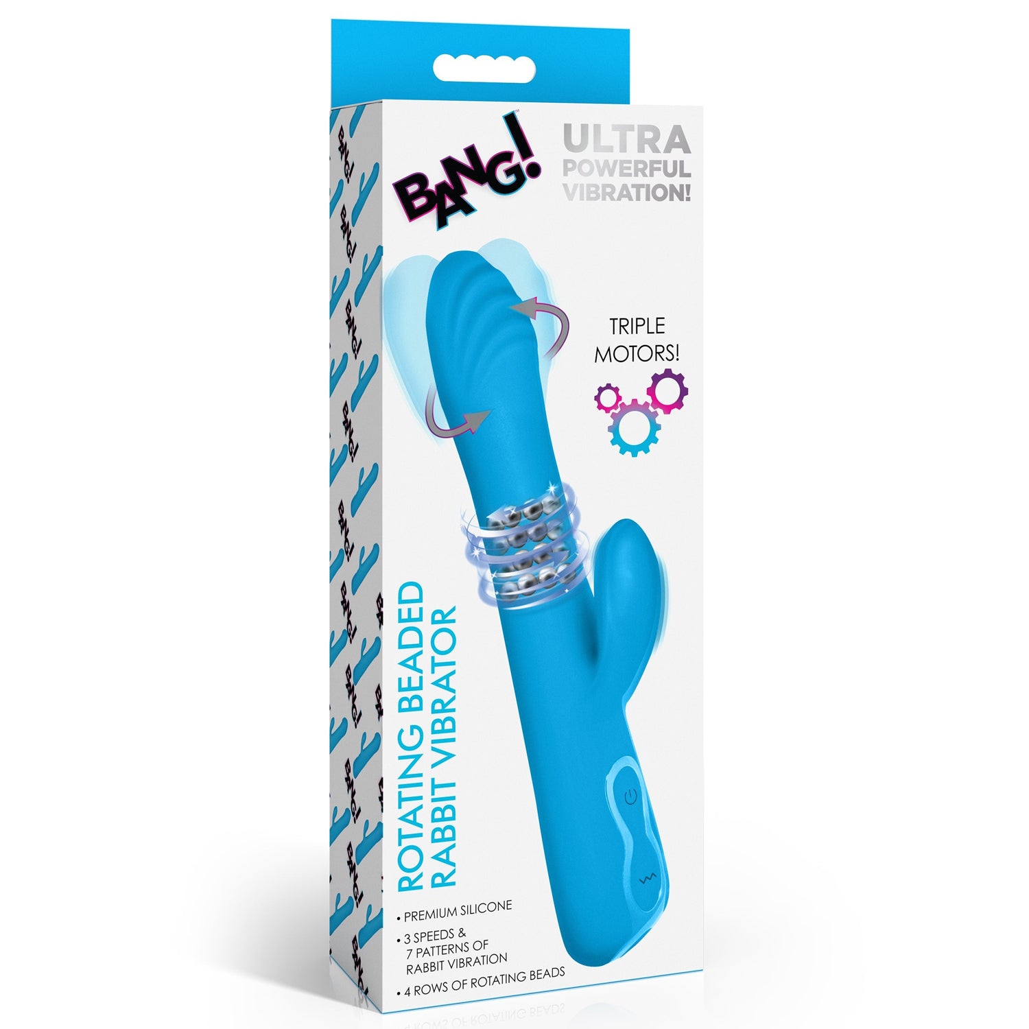 BANG! ROTATING BEADED RABBIT VIBRATOR - AZUL