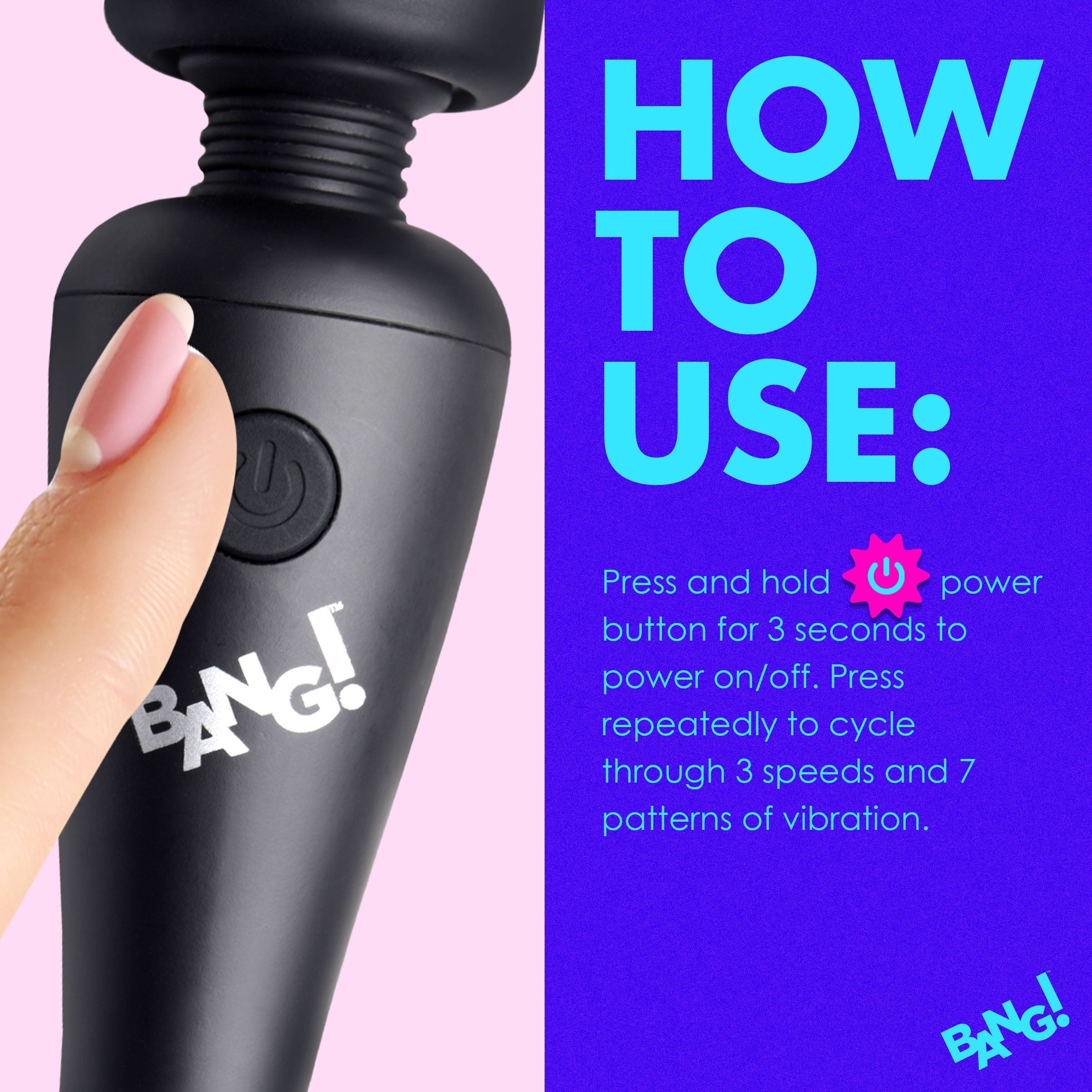 BANG! 10X VIBRATING MINI SILICONE WAND - NEGRO