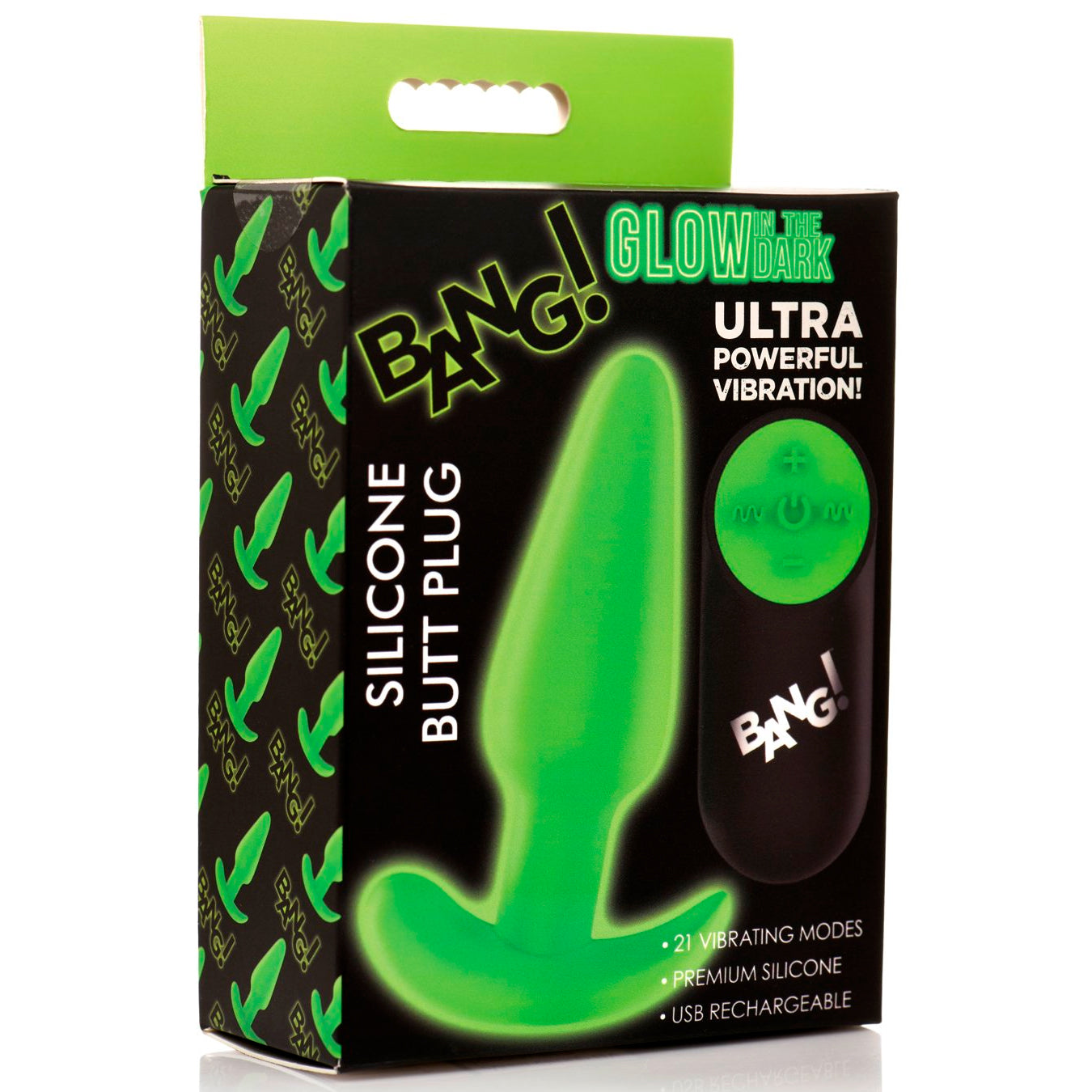BANG! 21X GLOW-IN-THE-DARK BUTT PLUG WITH REMOTE
