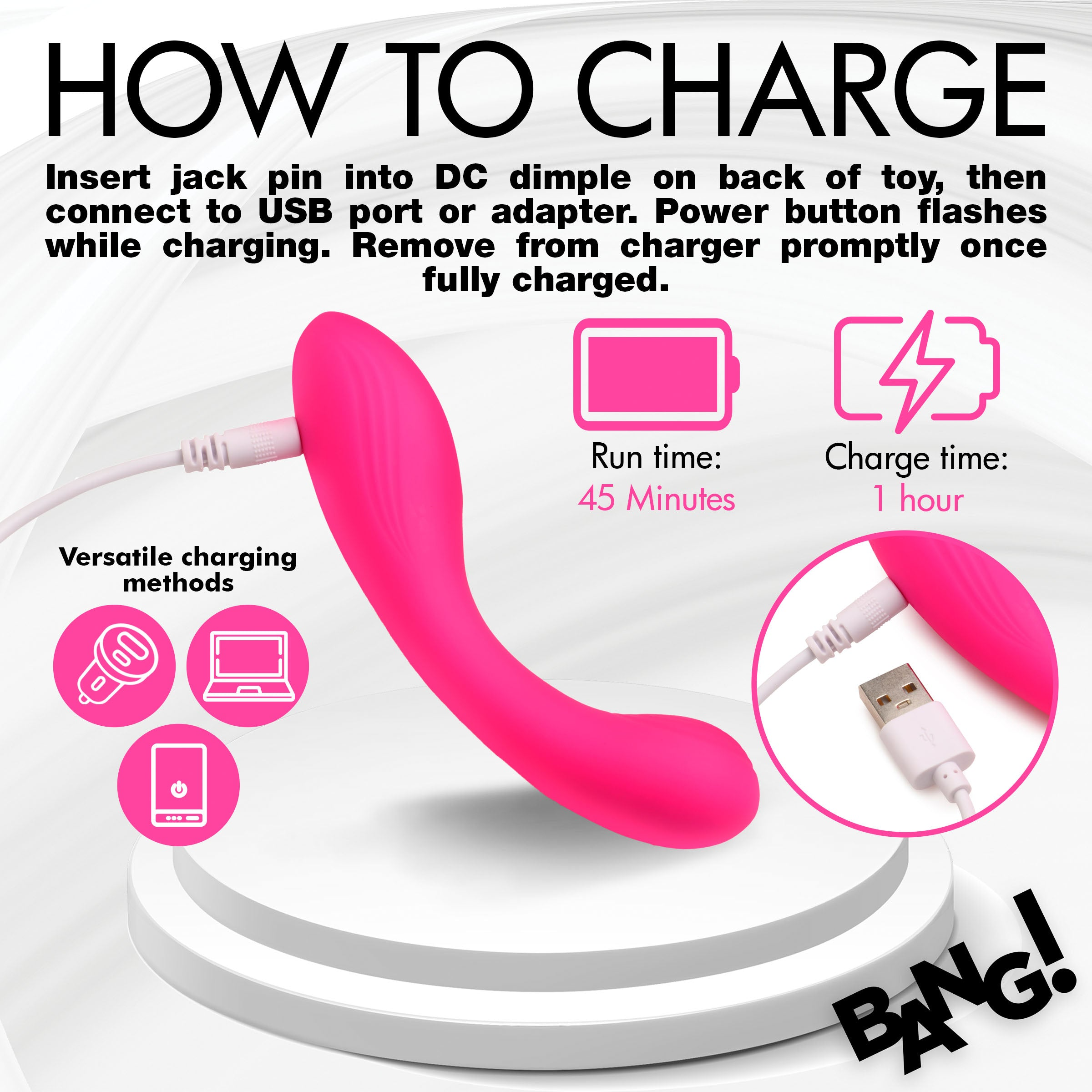 BANG! G-SPOT SILICONE VIBRATOR - ROSA