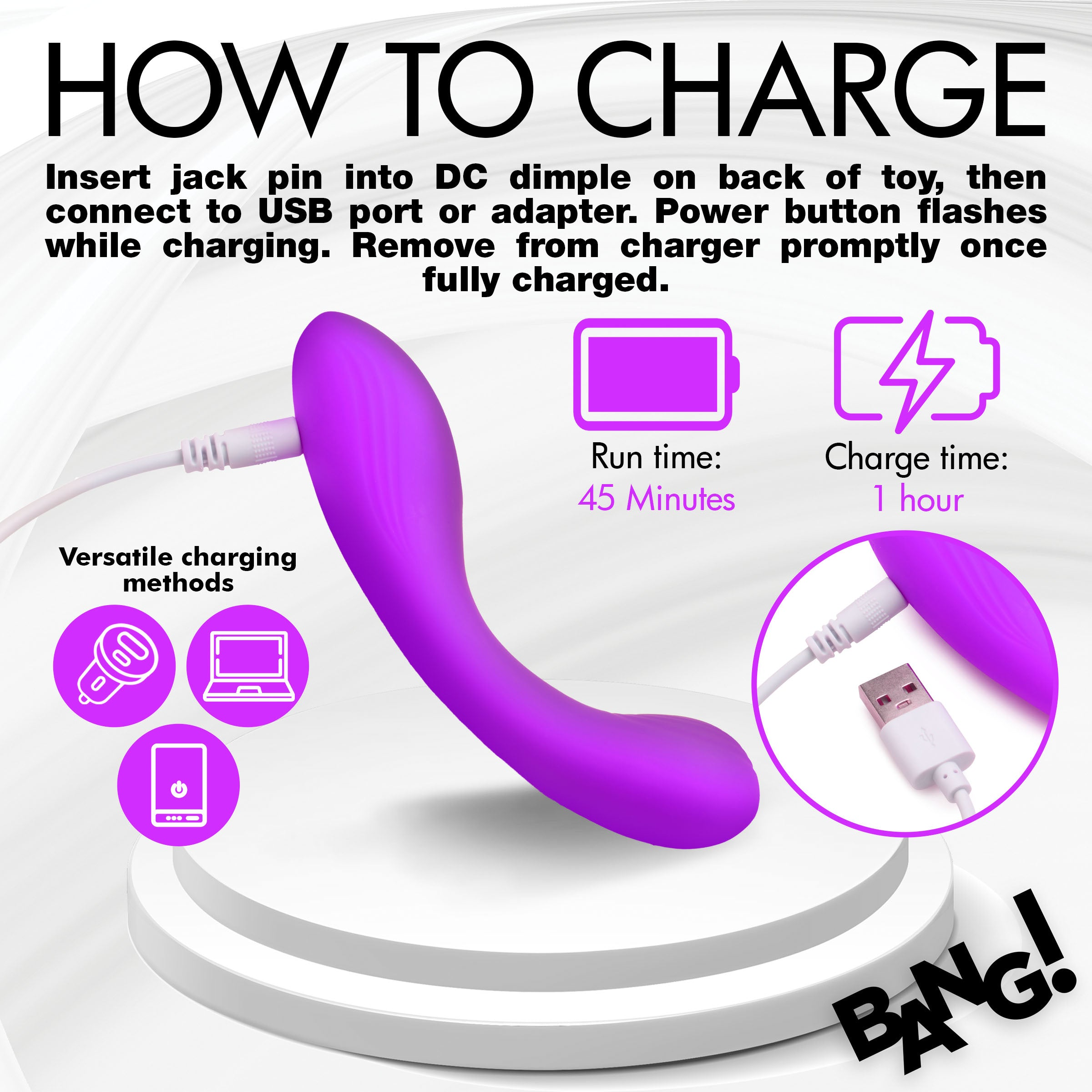 BANG! G-SPOT SILICONE VIBRATOR - MORADO