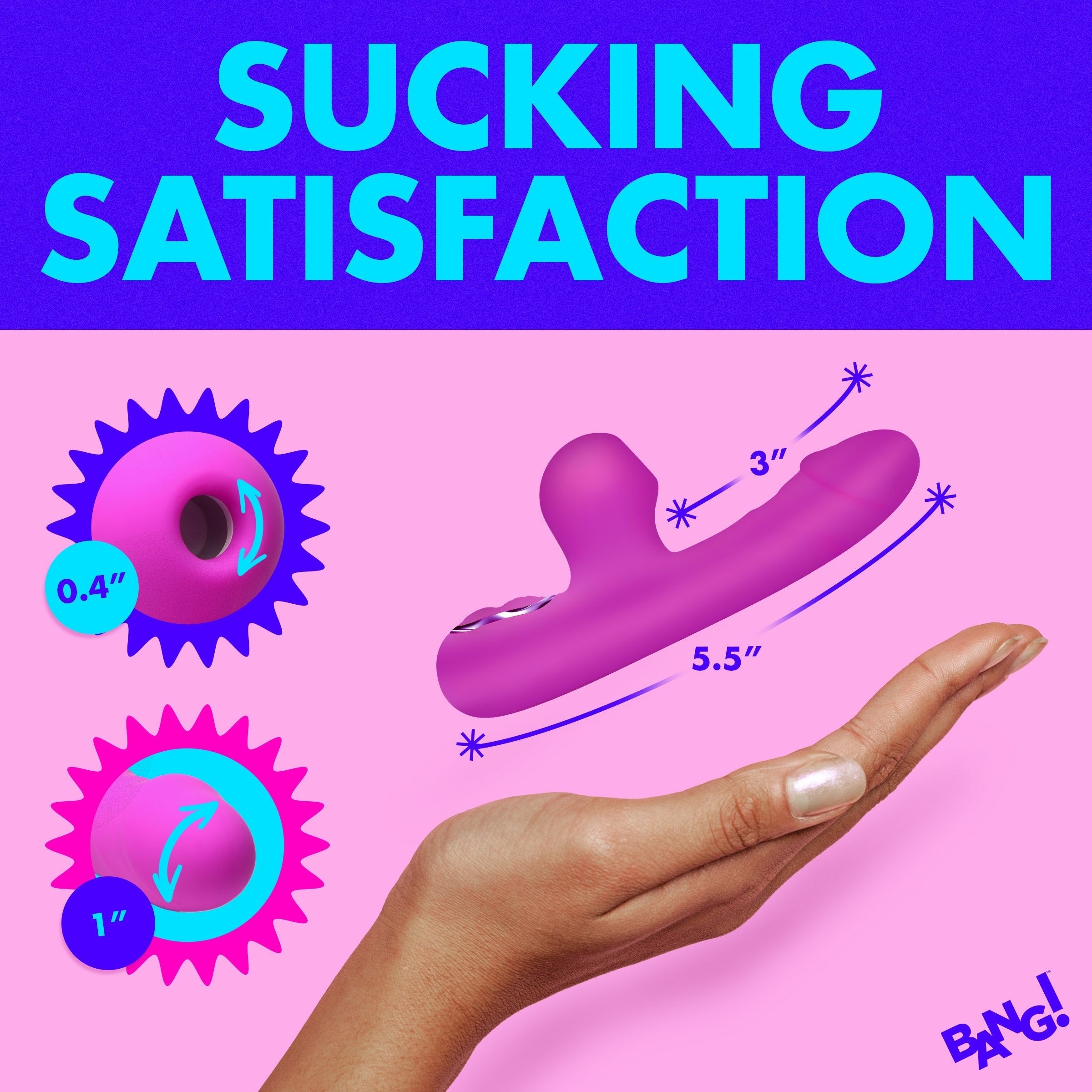BANG! MINI SUCTION RABBIT VIBRATOR - MORADO