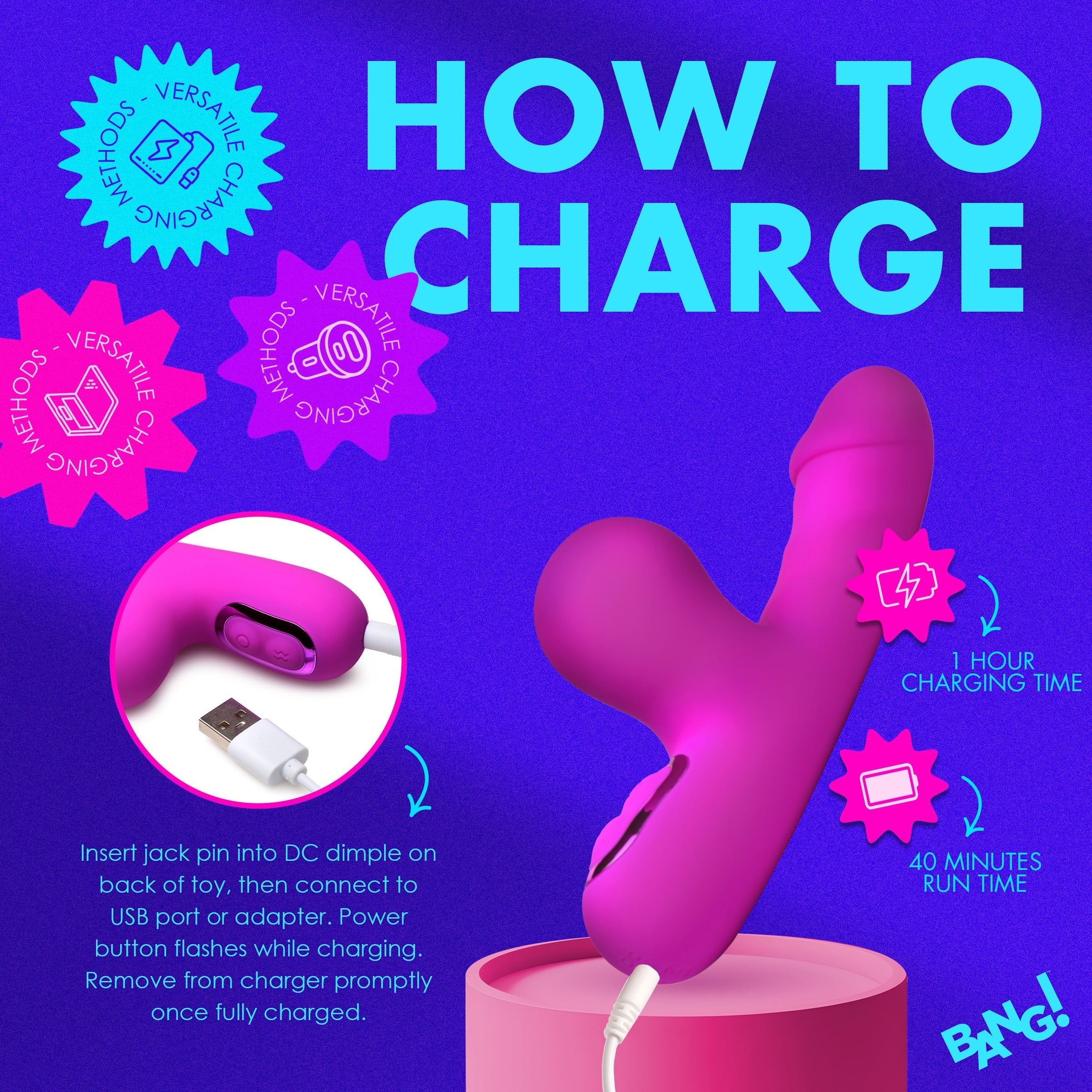 BANG! MINI SUCTION RABBIT VIBRATOR - MORADO
