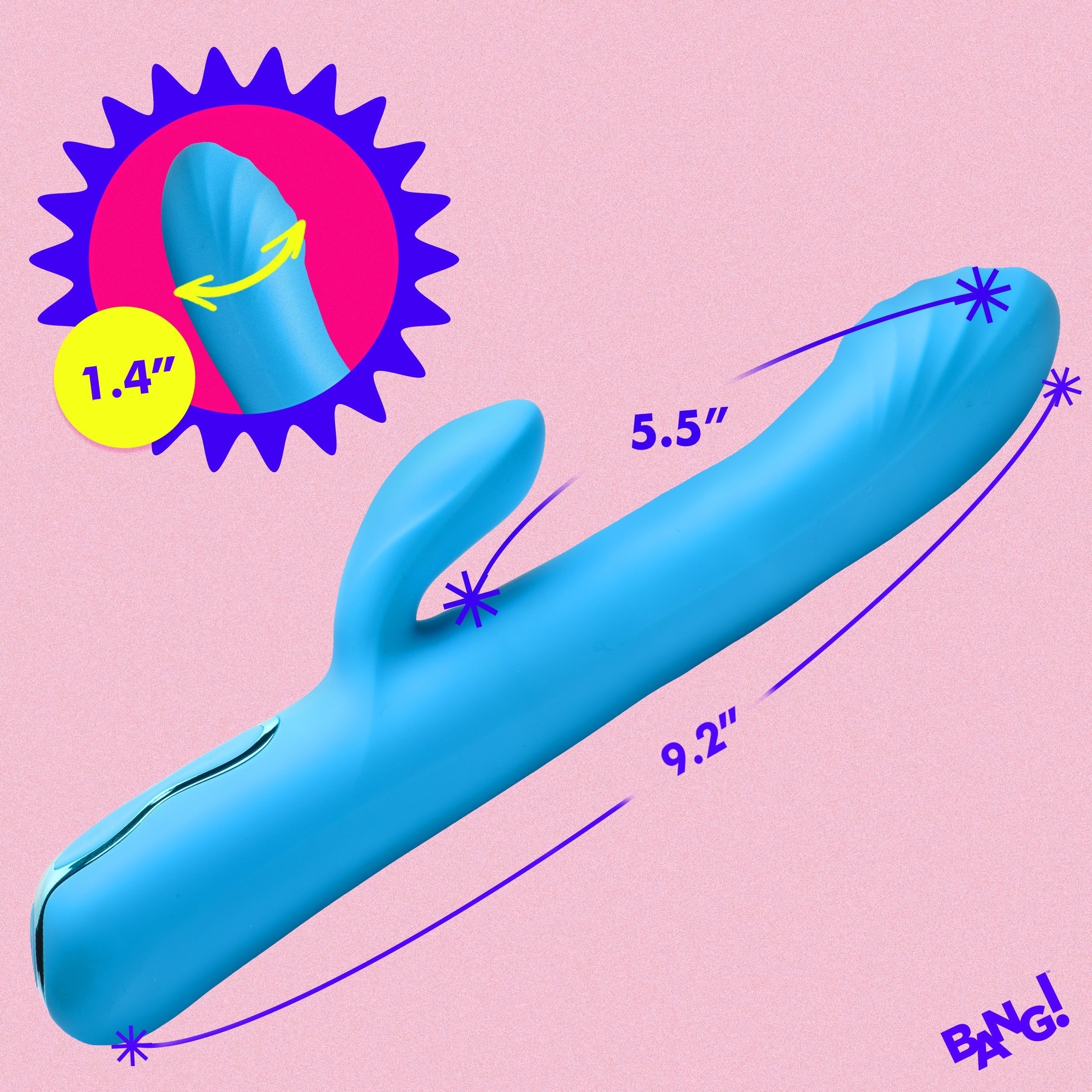 BANG! ROTATING BEADED RABBIT VIBRATOR - AZUL