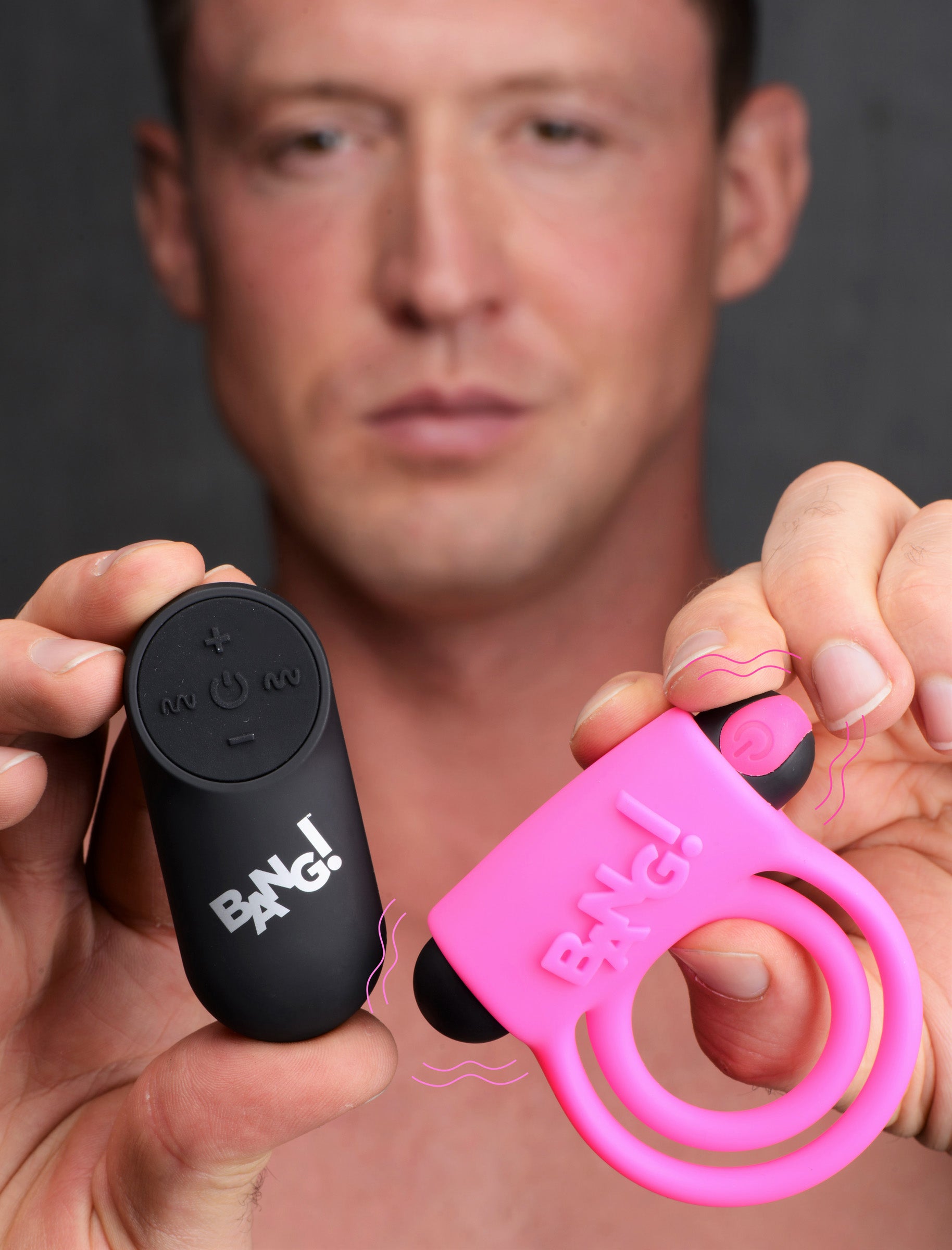 BANG! SILICONE COCKRING & BULLET W REMOTE - ROSA
