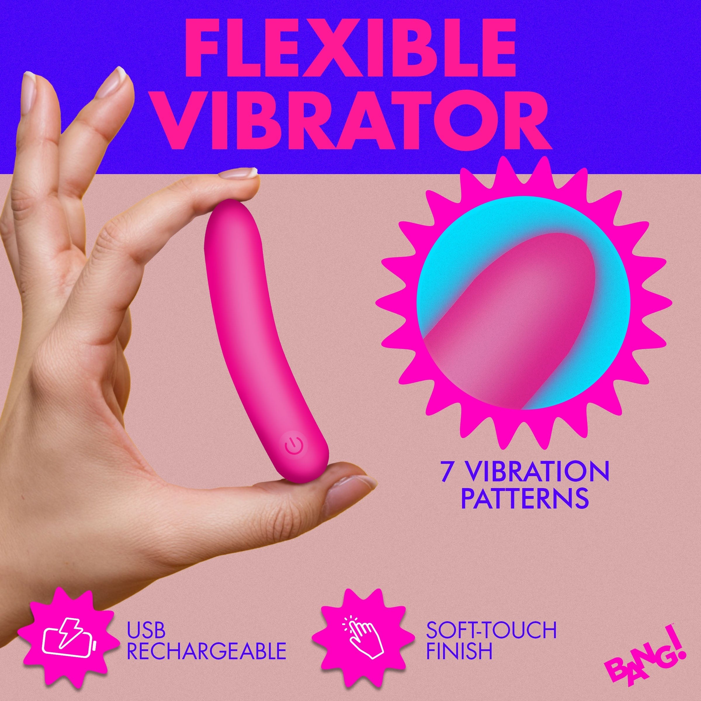 BANG! TAPERED FLEXIBLE SILICONE BULLET - ROSA