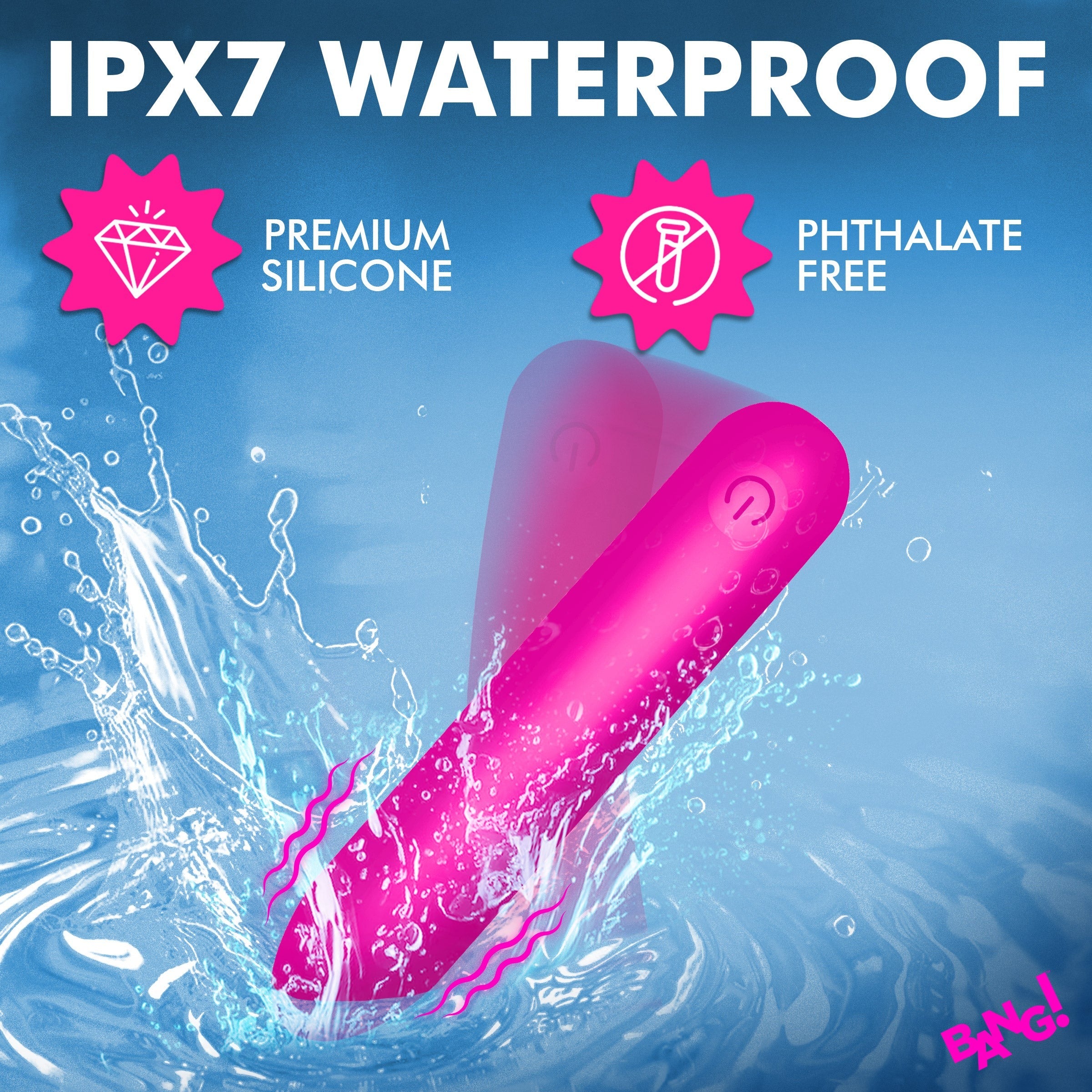 BANG! TAPERED FLEXIBLE SILICONE BULLET - ROSA