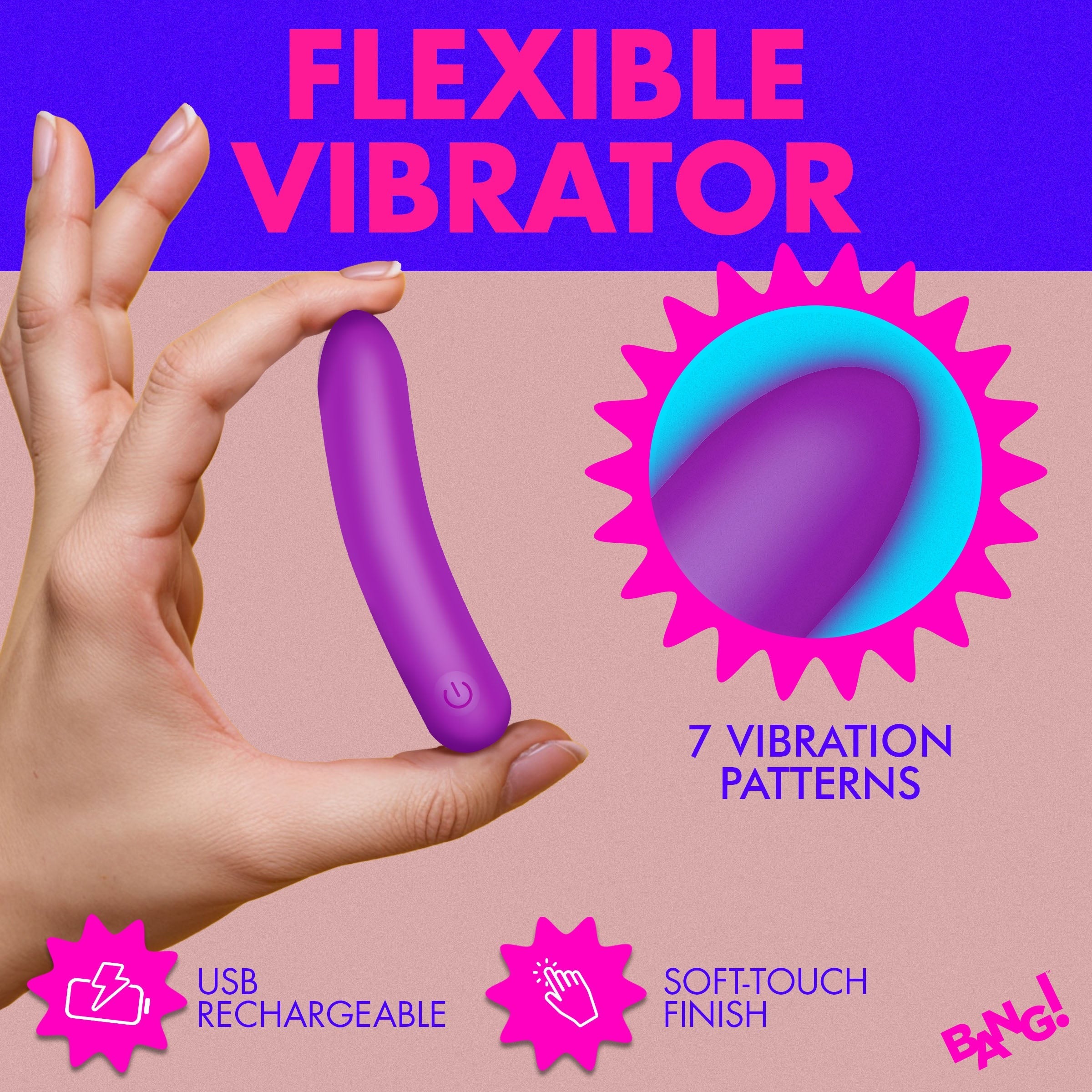 BANG! TAPERED FLEXIBLE SILICONE BULLET - MORADO