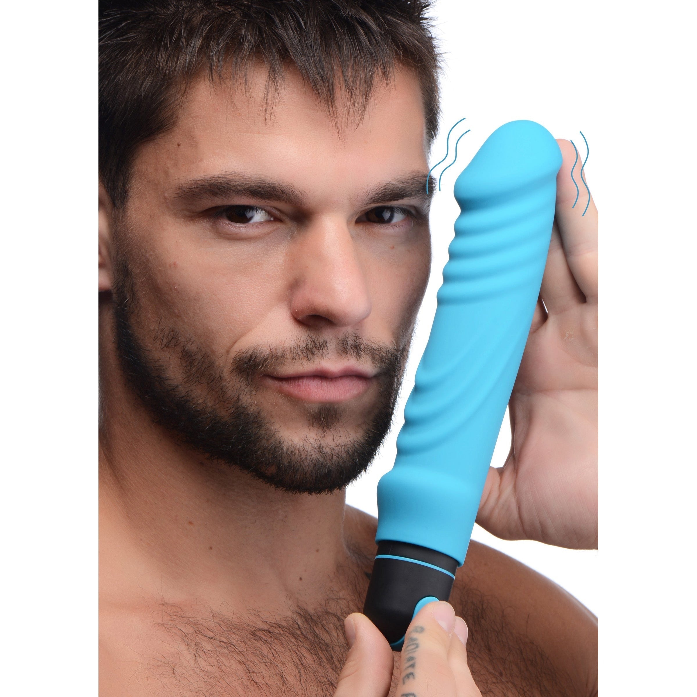 XL BULLET & RIBBED SILICONE SLEEVE - BLUE