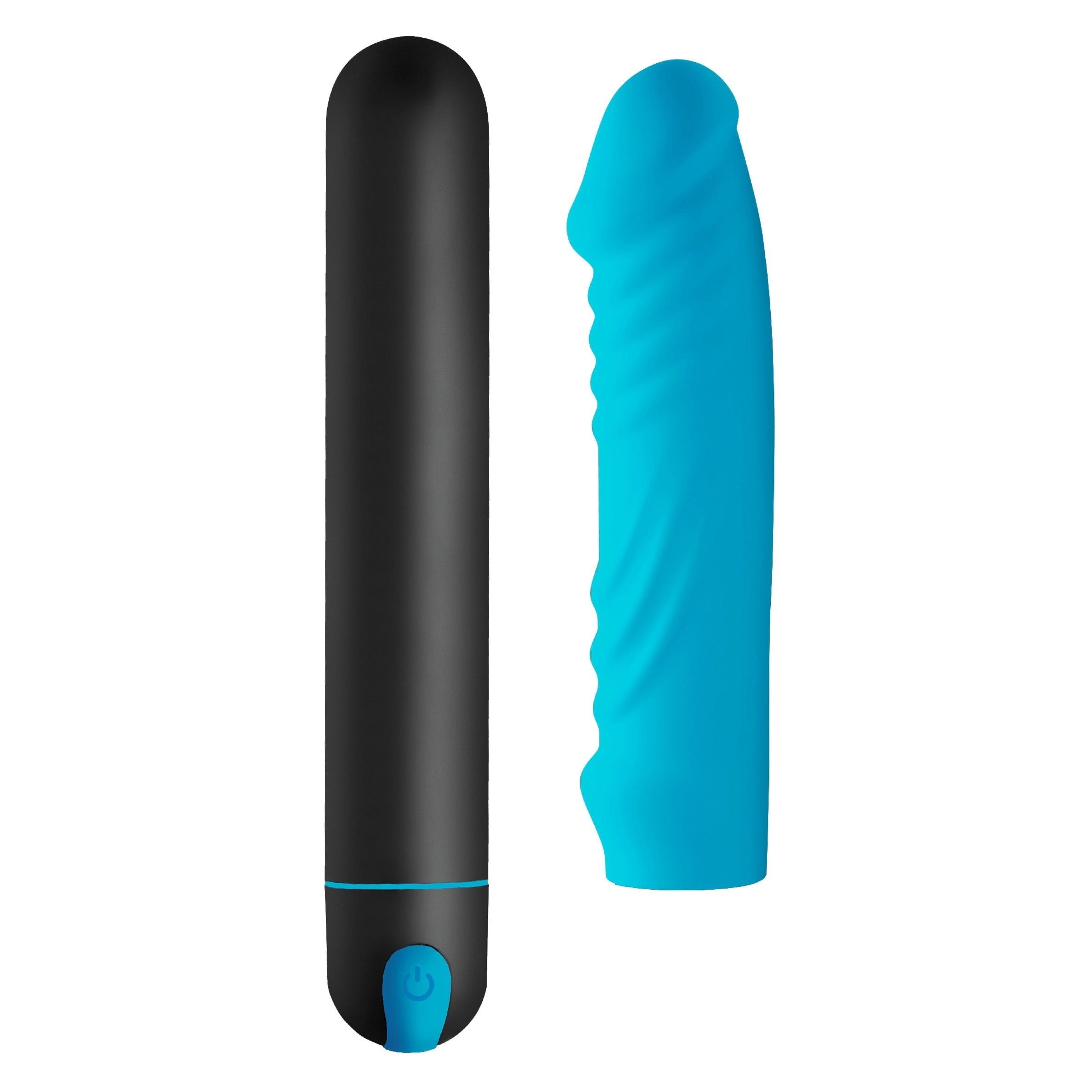 XL BULLET & RIBBED SILICONE SLEEVE - BLUE