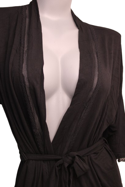 BE WICKED PLUS SIZE TIE WAIST SHORT ROBE - NEGRA L-XL (EN BOLSA)