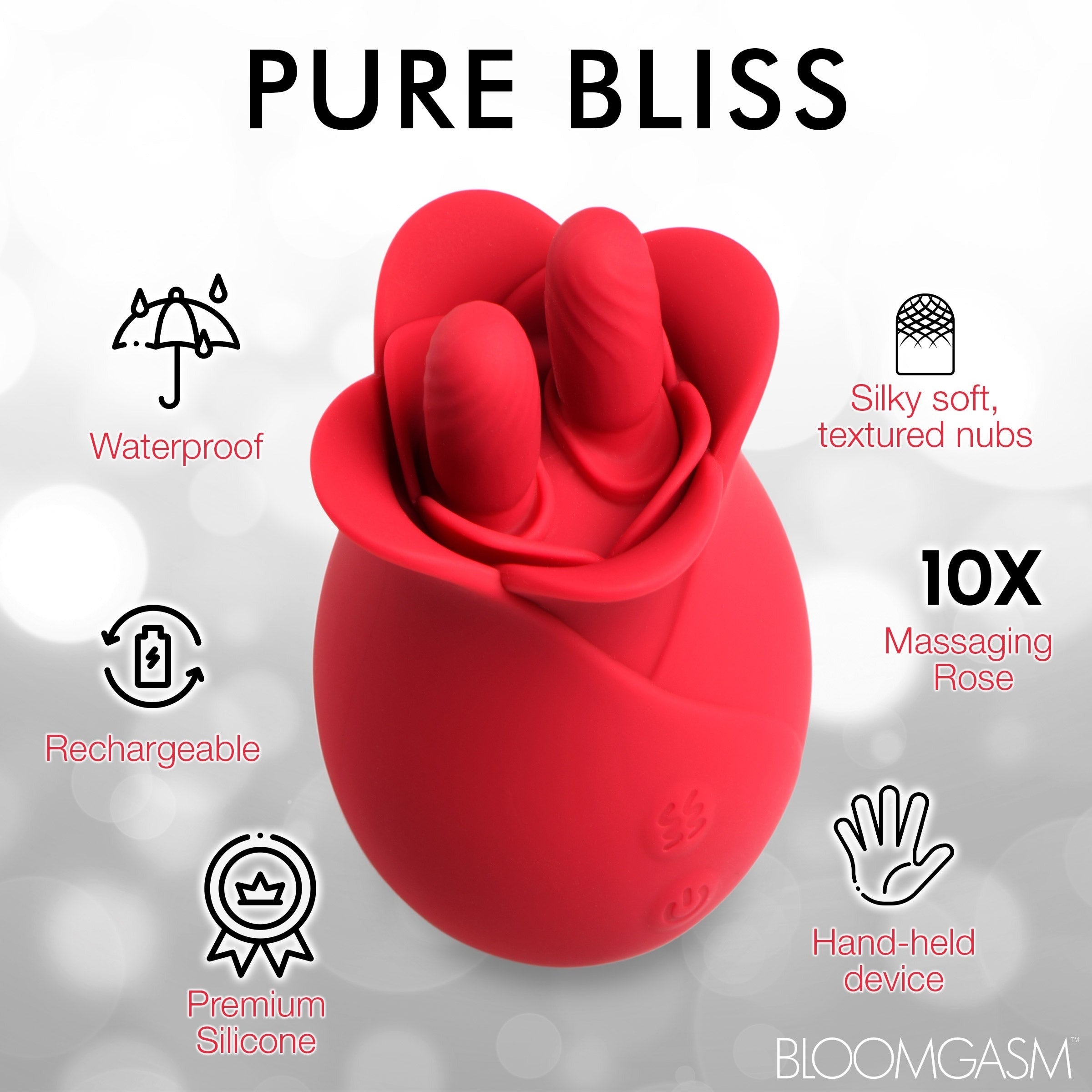 THE ROSE FONDLE 10X MASSAGING ROSE SILICONE CLIT STIMULATORS