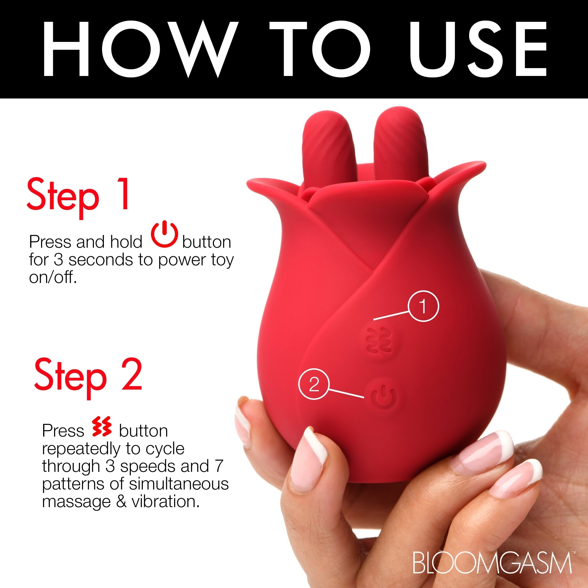 THE ROSE FONDLE 10X MASSAGING ROSE SILICONE CLIT STIMULATORS