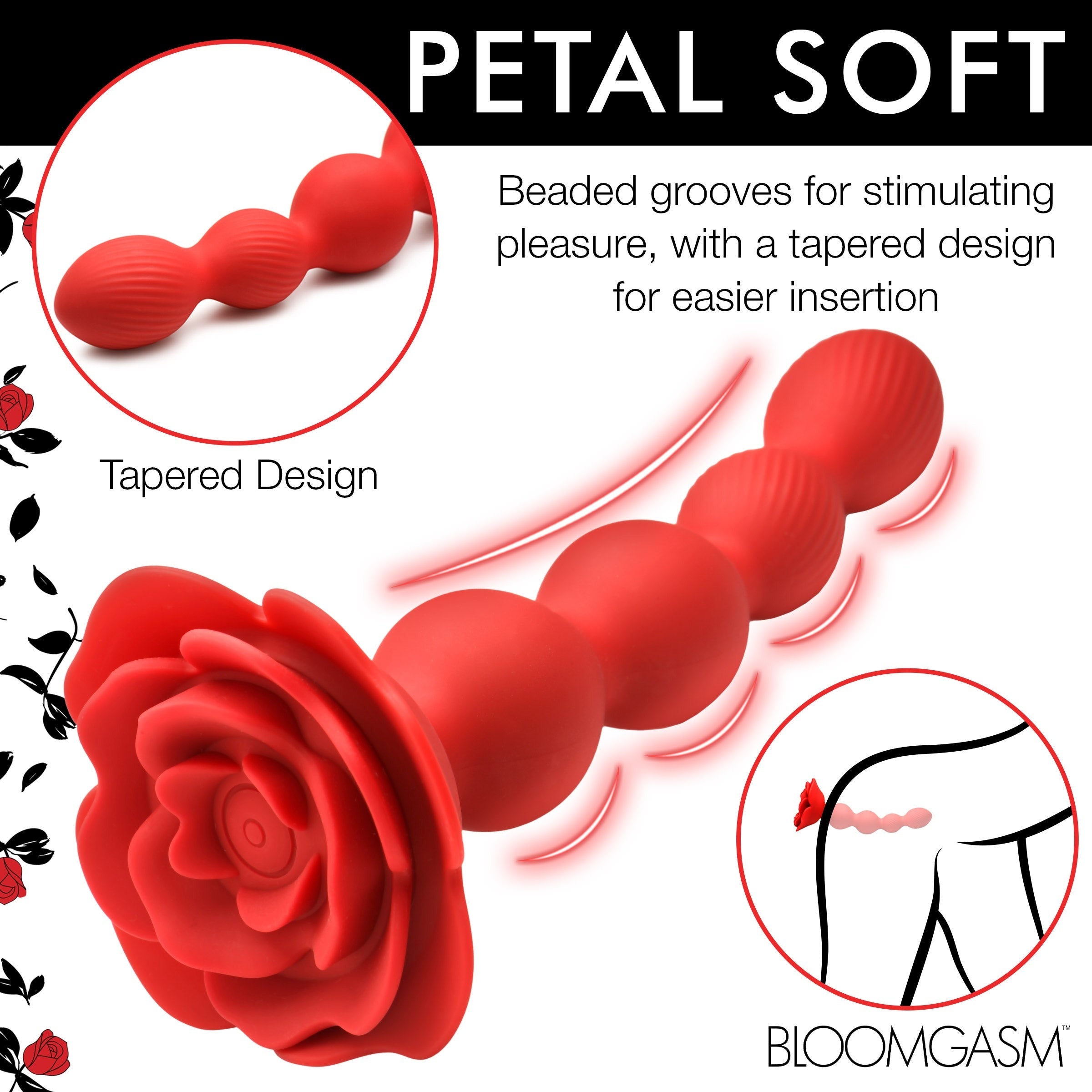 BLOOMGASM ROSE TWIRL 10X VIBRATING & ROTATING SILICONE ANAL BEADS
