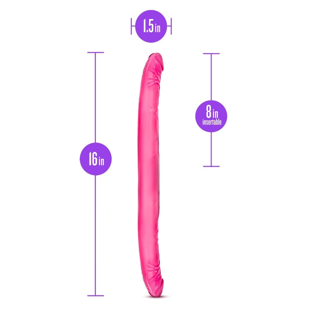 B YOURS 16" DOUBLE DILDO - ROSA