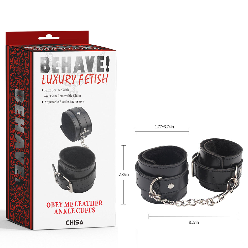 BEHAVE! OBEY ME LEATHER ANKLE CUFFS