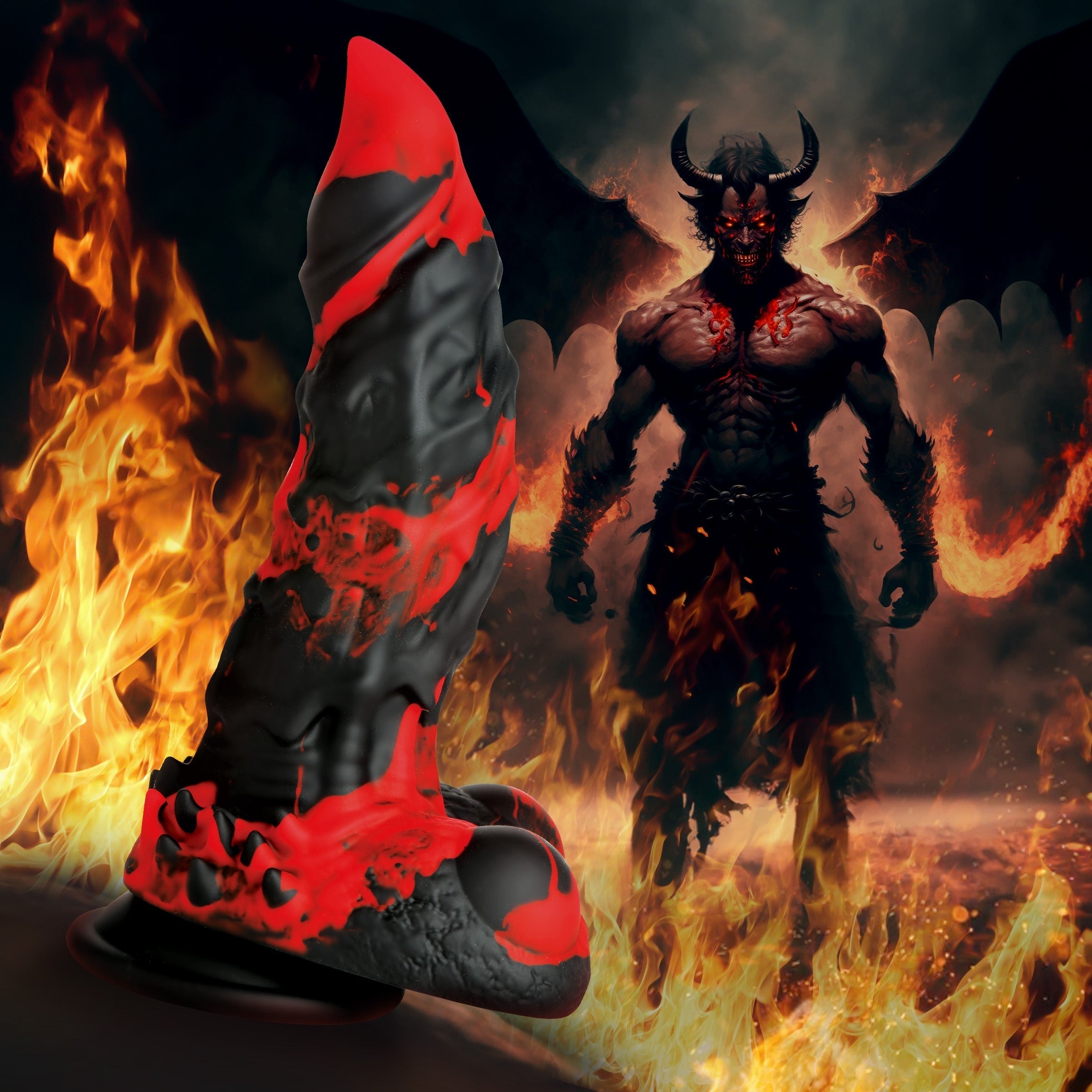 CREATURE COCKS FIRE DEMON MONSTER SILICONE DILDO