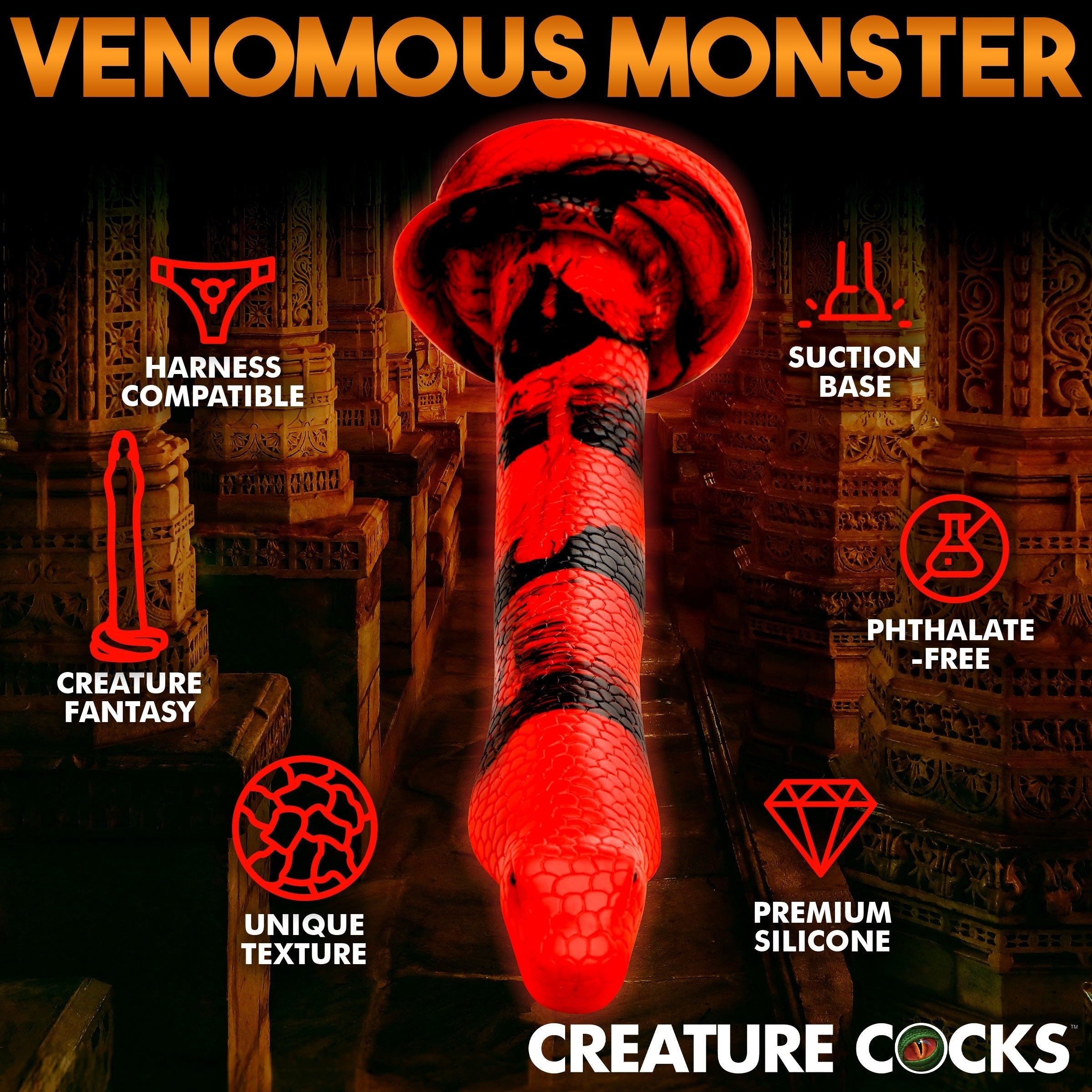 CREATURE COCKS KING COBRA LARGE 14" LONG SILICONE DONG