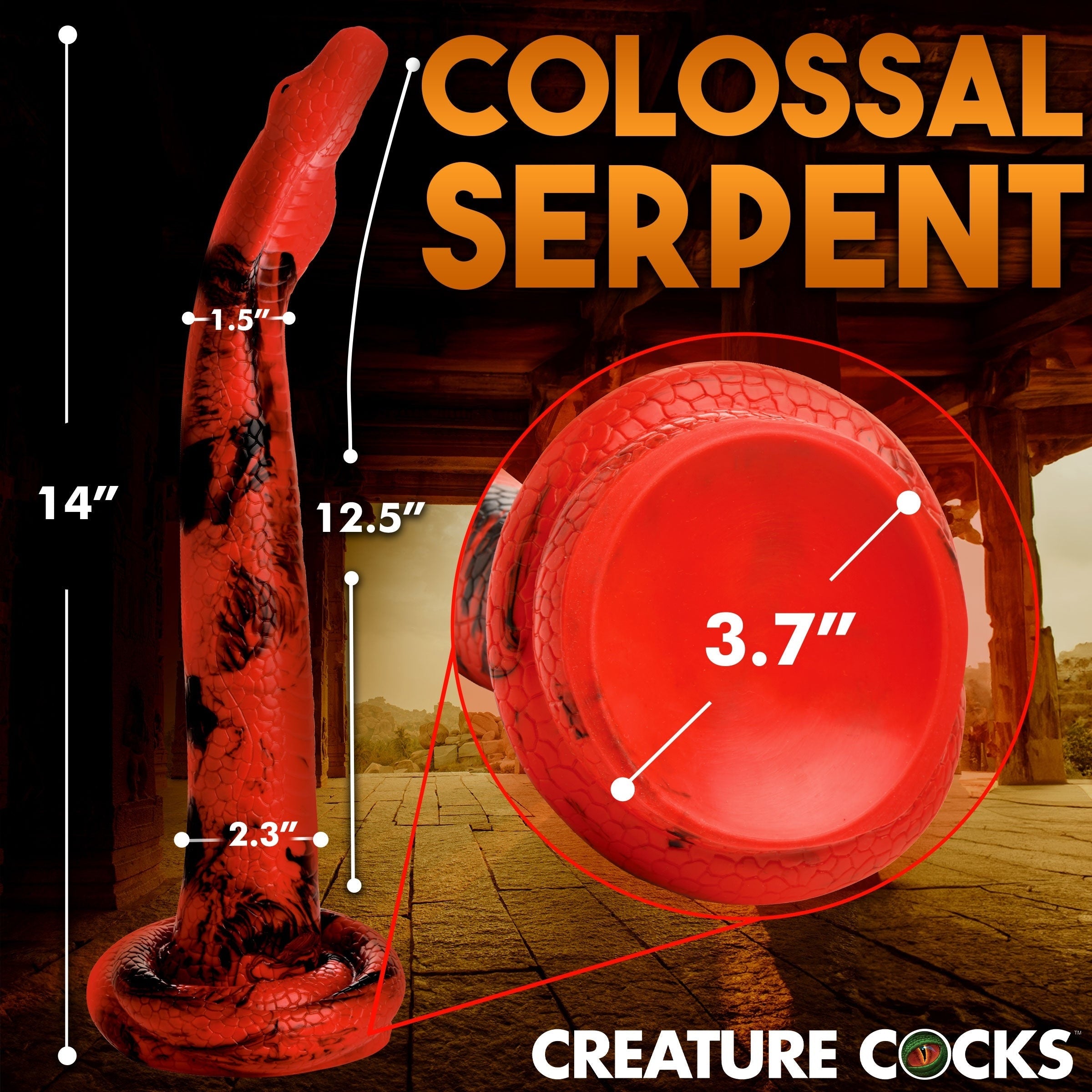 CREATURE COCKS KING COBRA LARGE 14" LONG SILICONE DONG