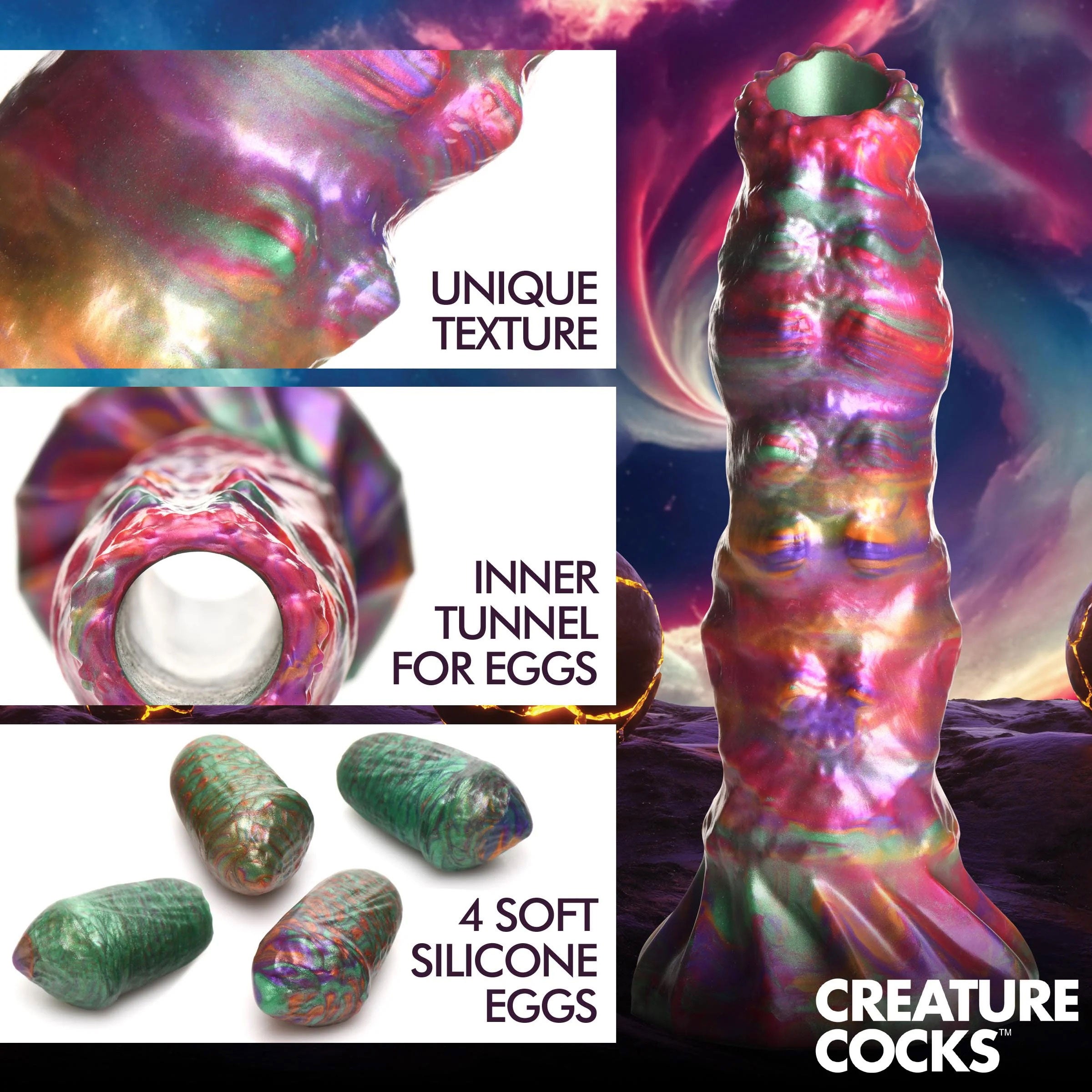 CREATURE COCKS LARVA SILICONE OVIPOSITOR DILDO WITH EGGS