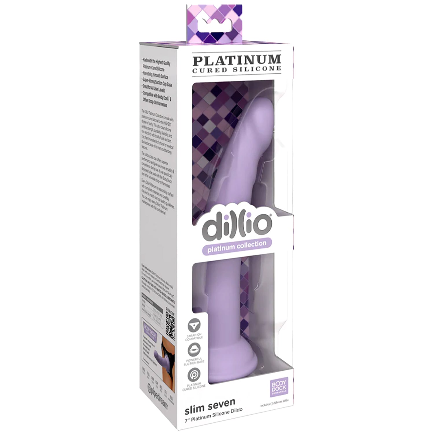 DILLIO PLATINUM SLIM SEVEN 7” DILDO - PURPLE