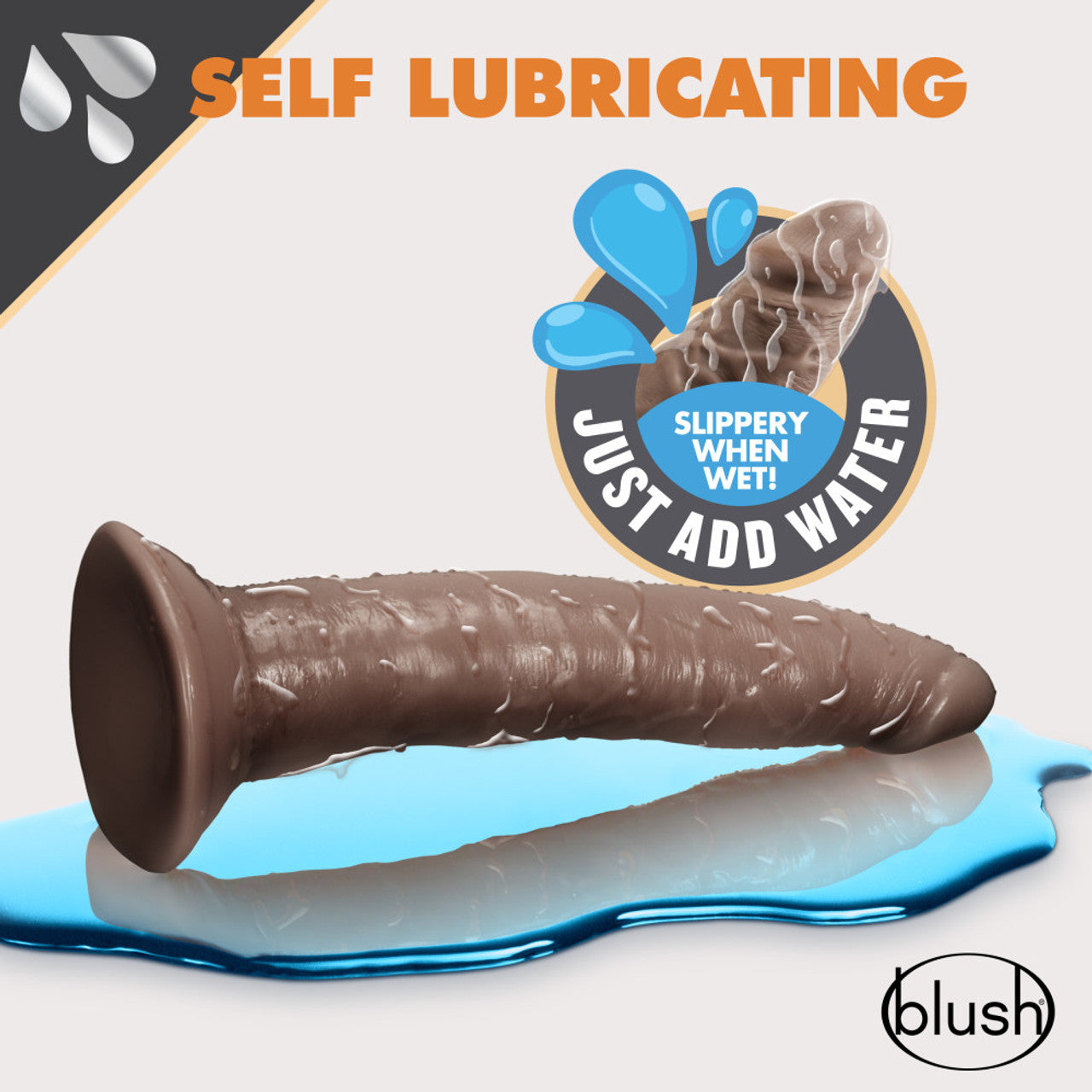 DR. SKIN GLIDE 7.5" SELF LUBRICATING DILDO - CHOCOLATE