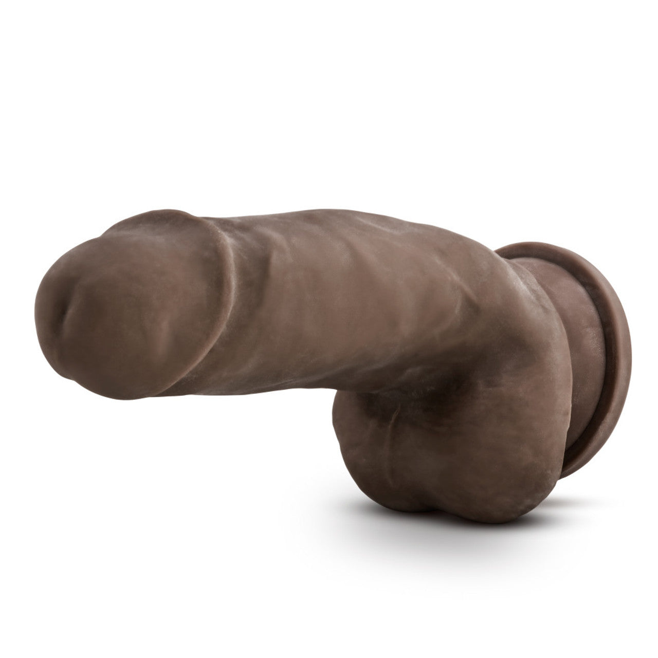 DR. SKIN PLUS 7" GIRTHY POSABLE DILDO WITH BALLS - CHOCOLATE
