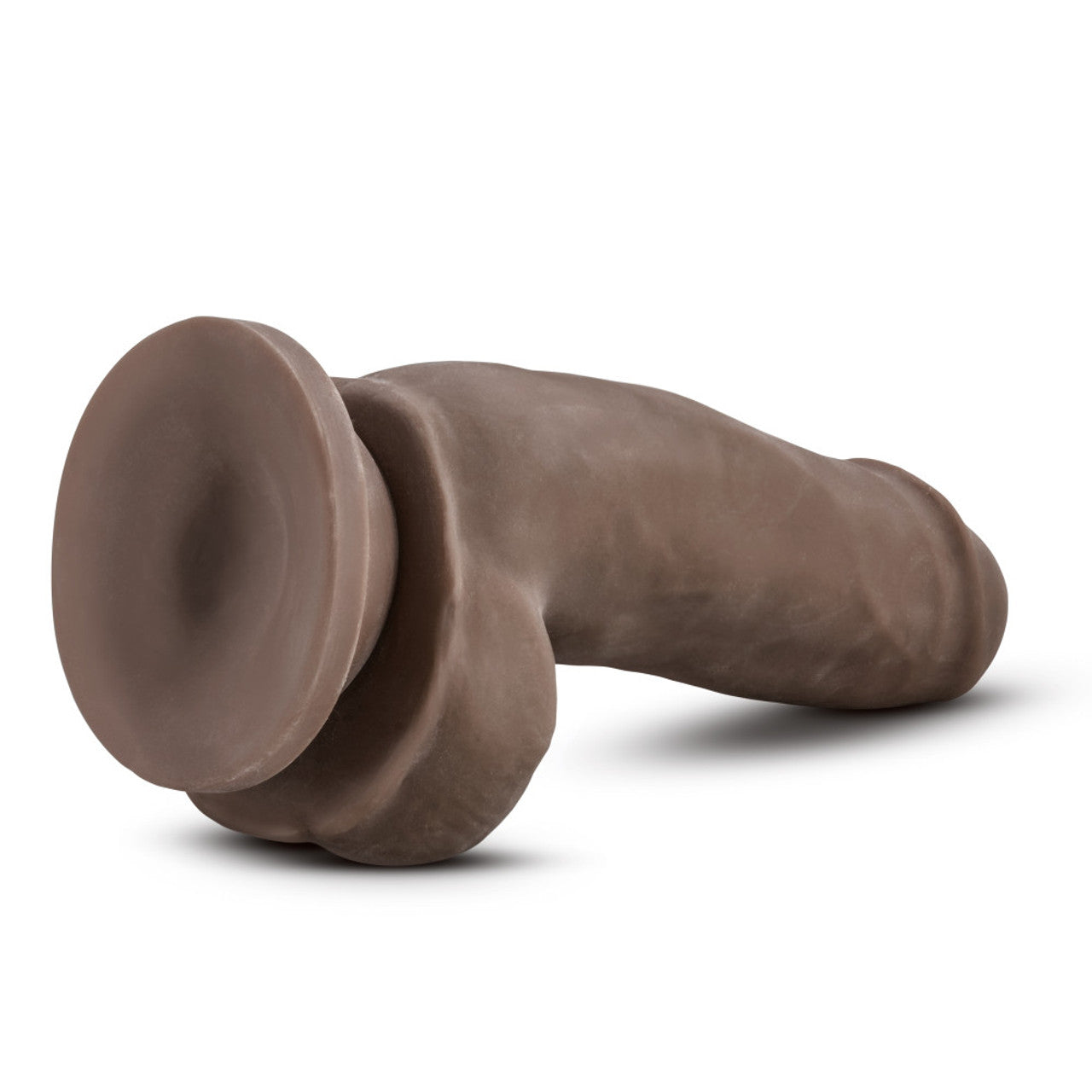 DR. SKIN PLUS 7" GIRTHY POSABLE DILDO WITH BALLS - CHOCOLATE