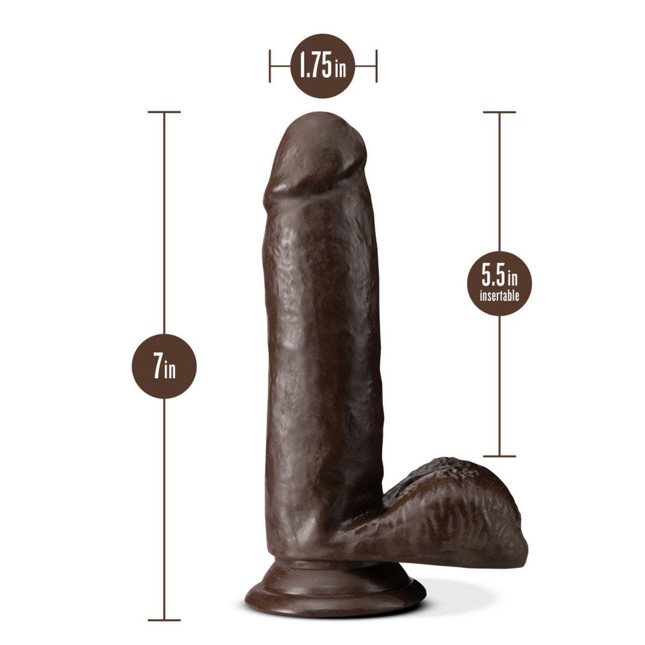 DR. SKIN PLUS 7" POSABLE DILDO WITH BALLS - CHOCOLATE