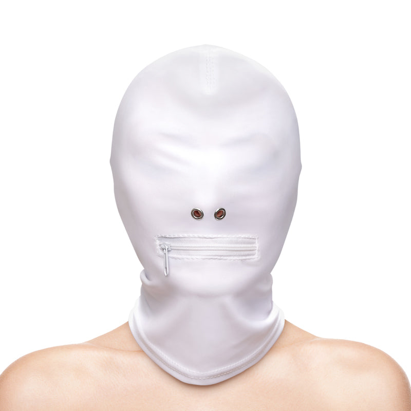 FETISH & FASHION ZIPPERED MOUTH HOOD - BLANCO
