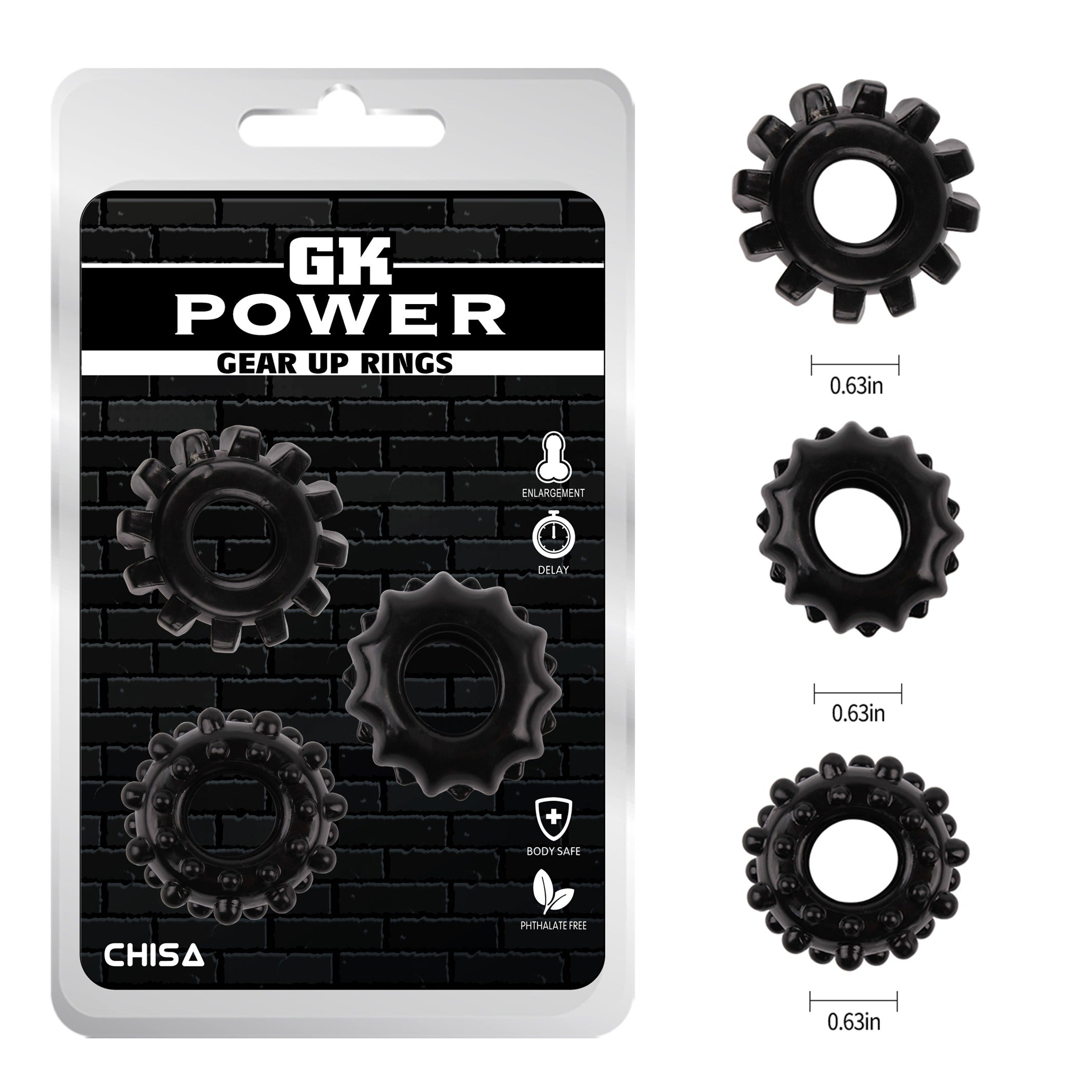 GK POWER GEAR UP RINGS - NEGRO