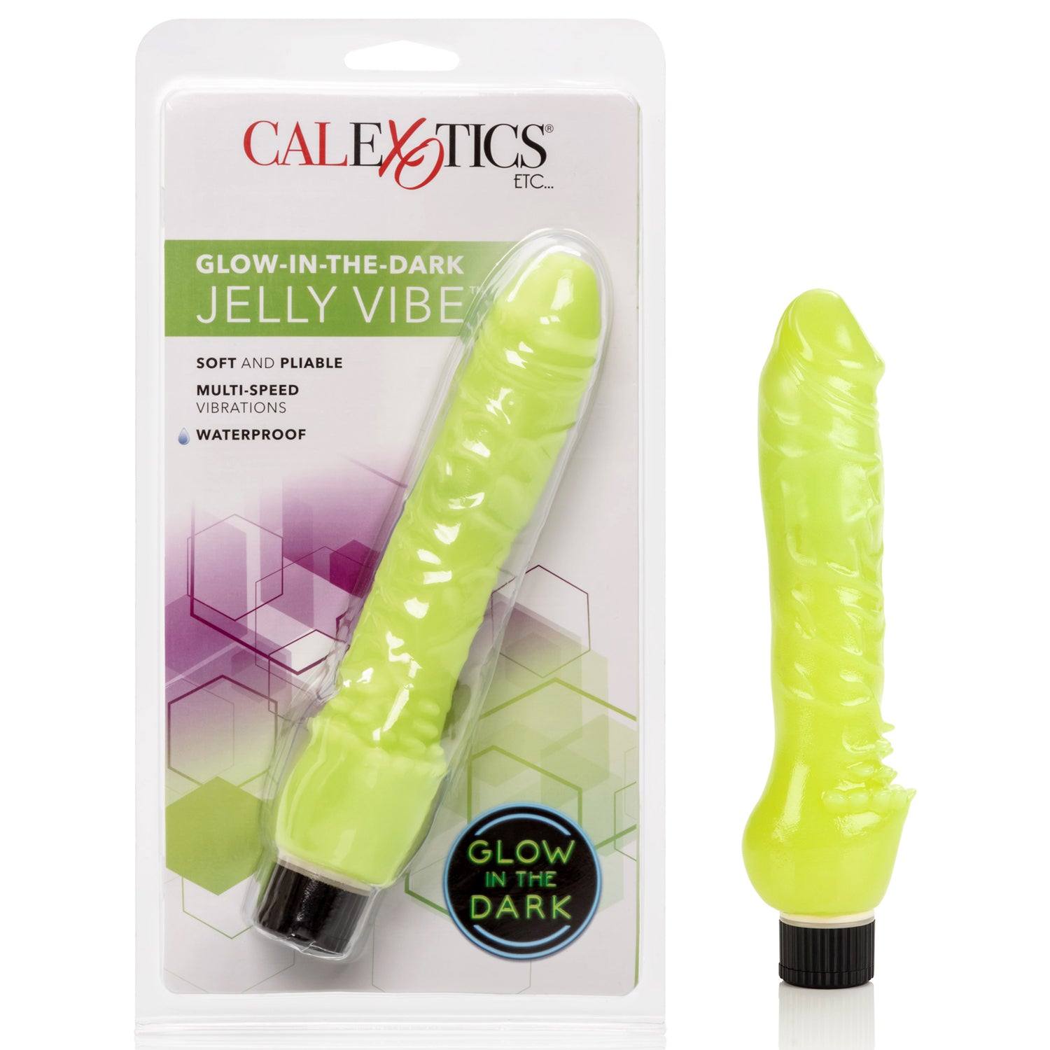 GLOW-IN-THE-DARK JELLY PENIS VIBE 7” - GREEN