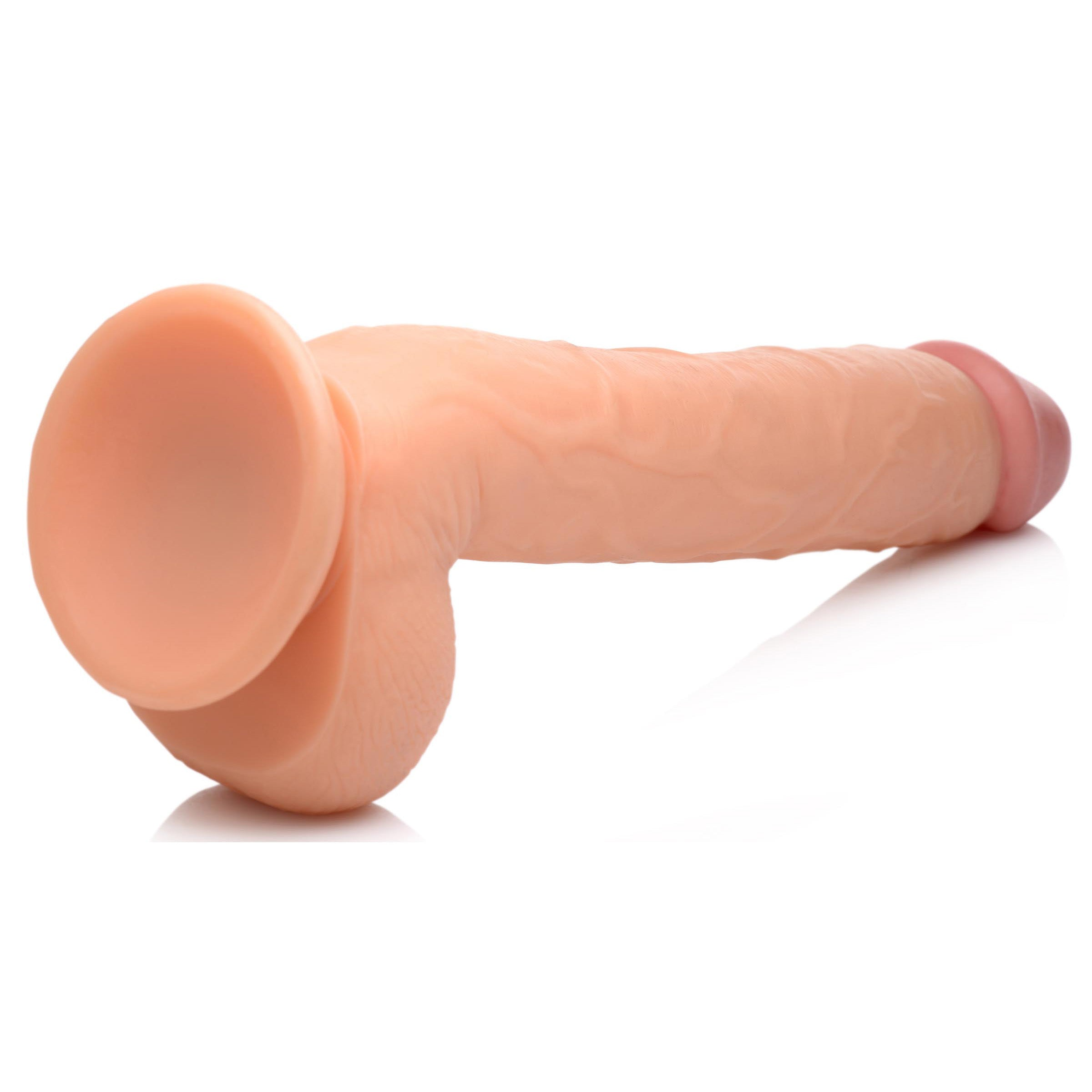 LONG LOGAN 10 INCH DILDO WITH BALLS - LIGHT