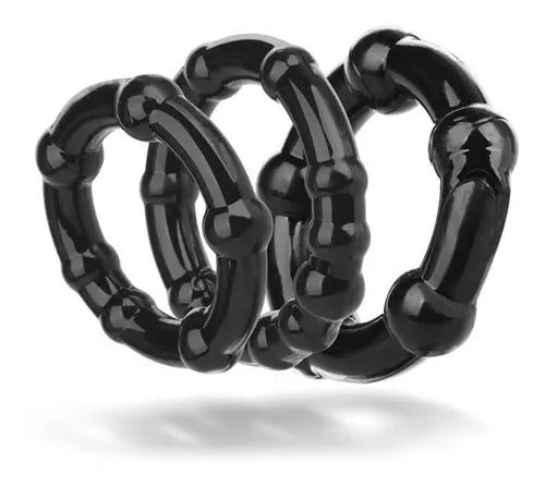 LOVE MAGIC COCK RING BLACK 3 PZAS