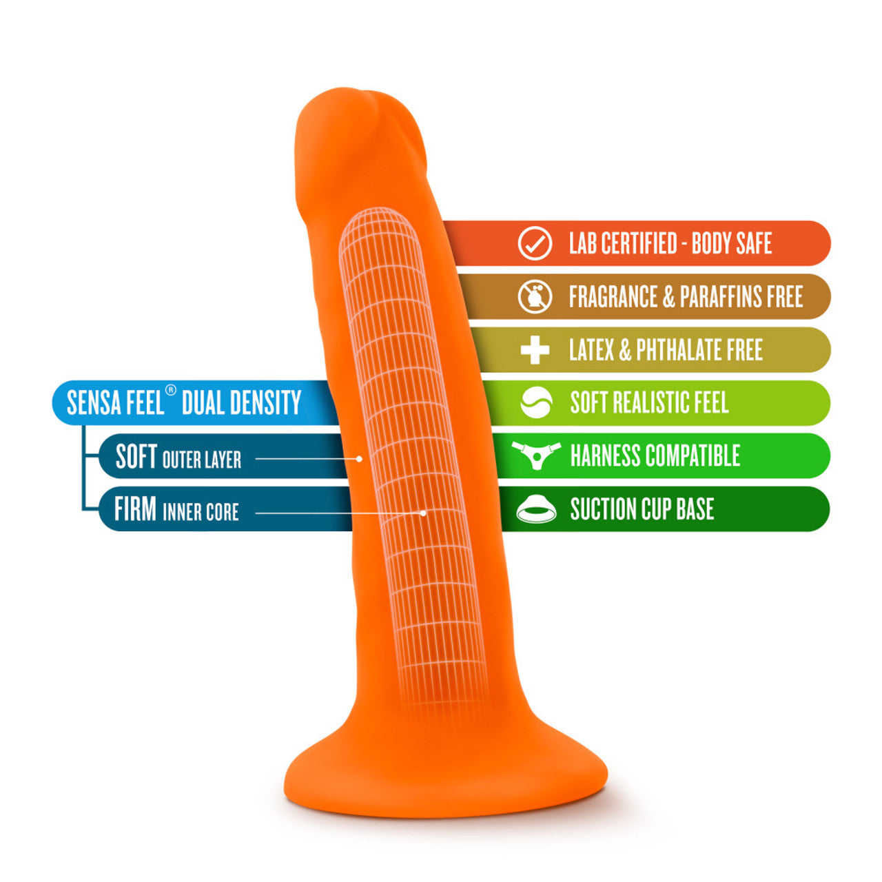 NEO - 5.5 INCH DUAL DENSITY COCK - NEON ORANGE