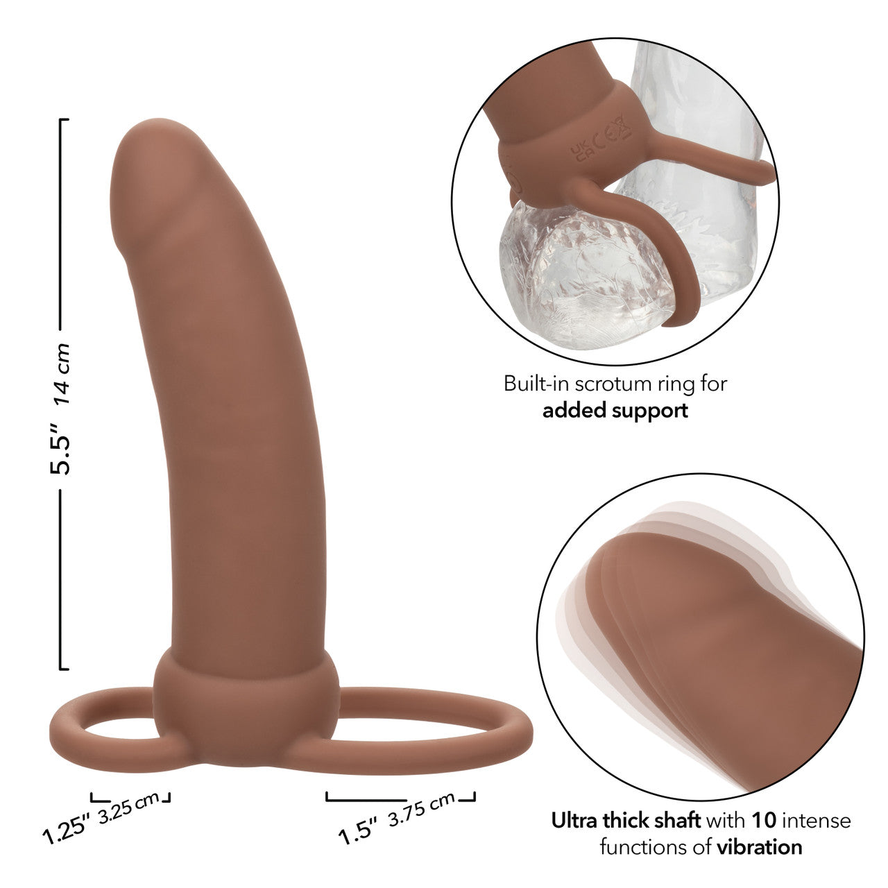 PERFORMANCE MAXX RECHARGEABLE THICK DUAL PENETRATOR - CAFÉ