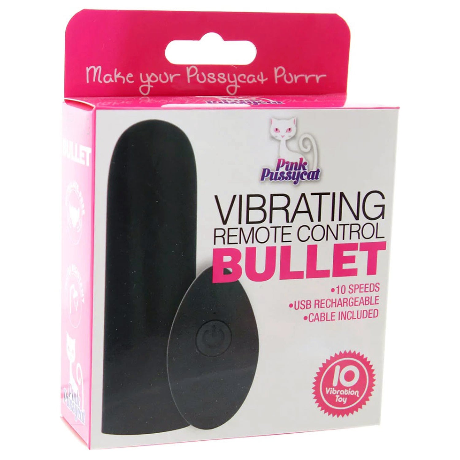 PINK PUSSYCAT VIBRATING REMOTE CONTROL BULLET - BLACK