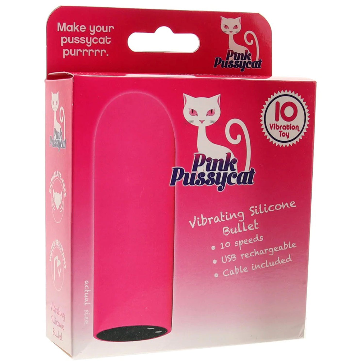 PINK PUSSYCAT VIBRATING SILICONE BULLET - PINK